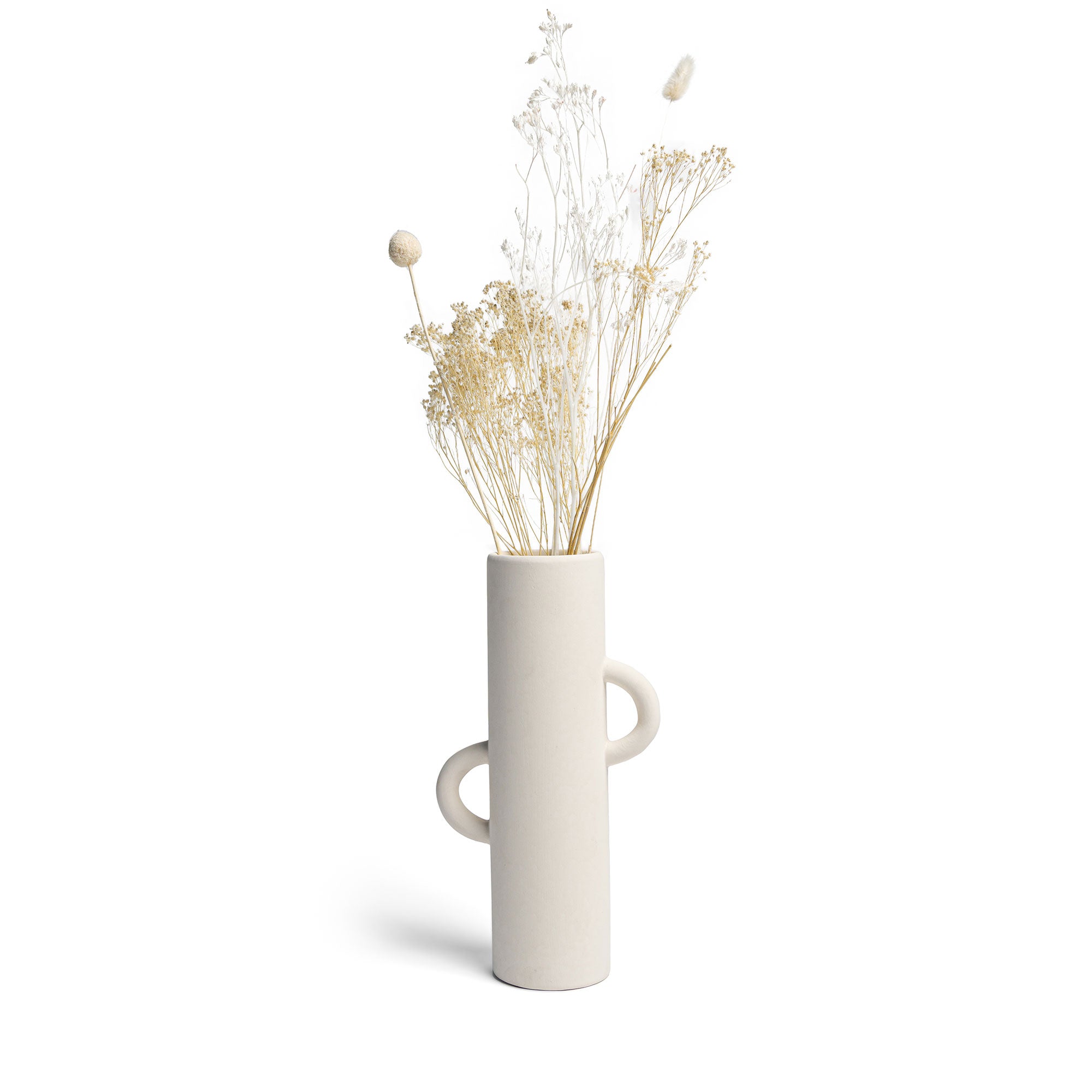 Villa Moda Ari Tube-Shaped Abstract Decorative Modern Vase, White (Damaged) - VMInnovations