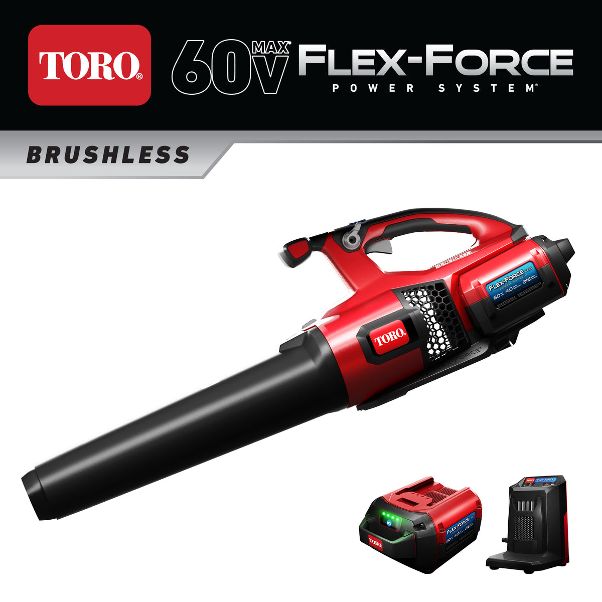 Toro 60 Volt Brushless Cordless Handheld Leaf Blower w/Battery & Charger(Used)