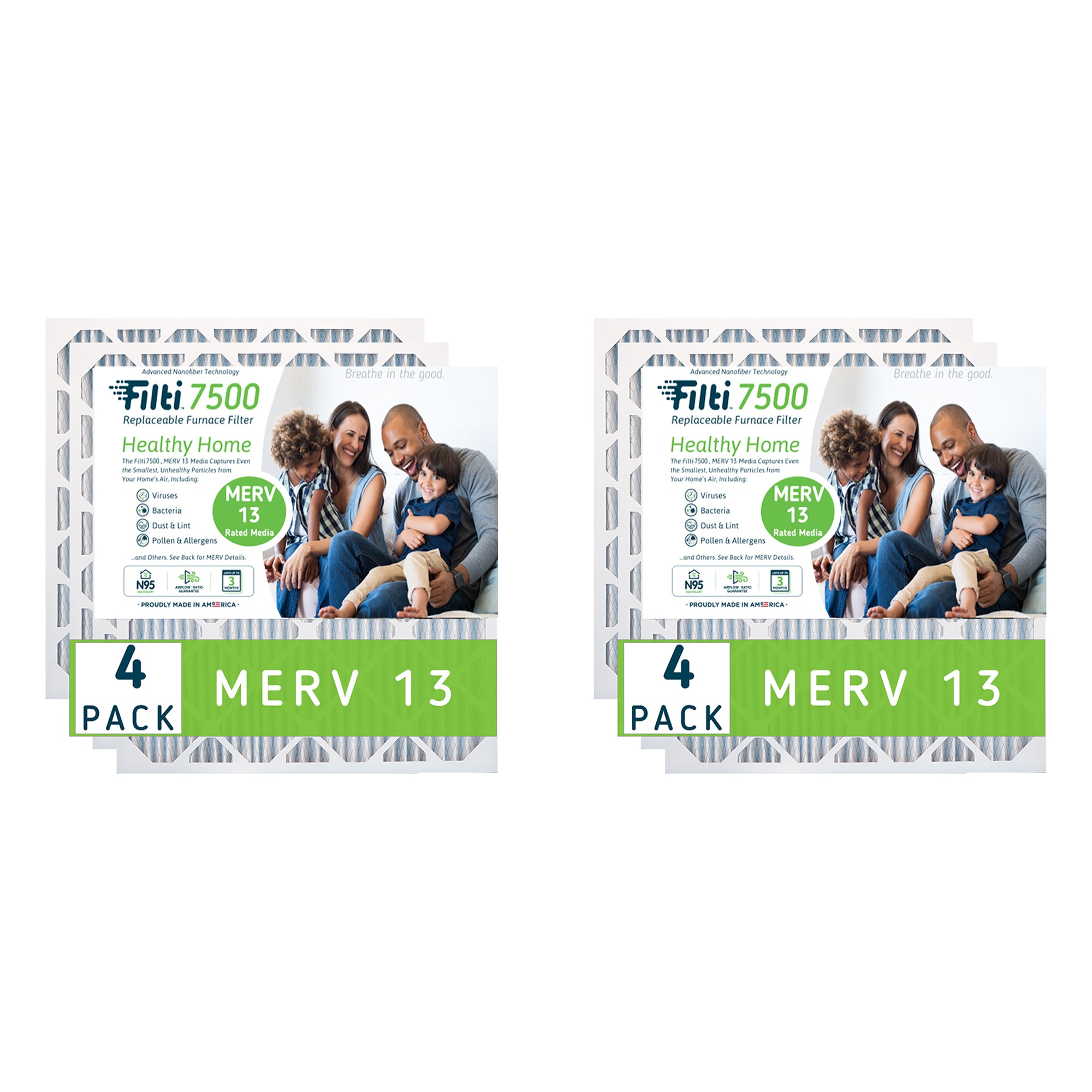 Filti 7500 14 x 24 Inch Pleated Home HVAC Furnace MERV 13 Air Filter (8 Pack) - VMInnovations