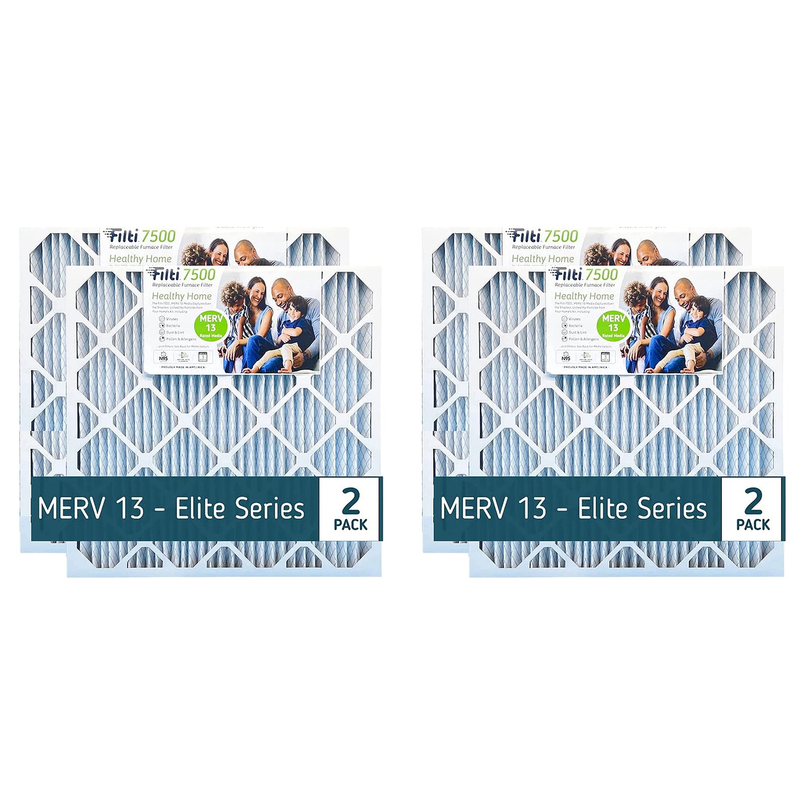 Filti 7500 20x4x25 Inch Pleated Home HVAC Furnace MERV 13 Air Filter (4 Pack) - VMInnovations