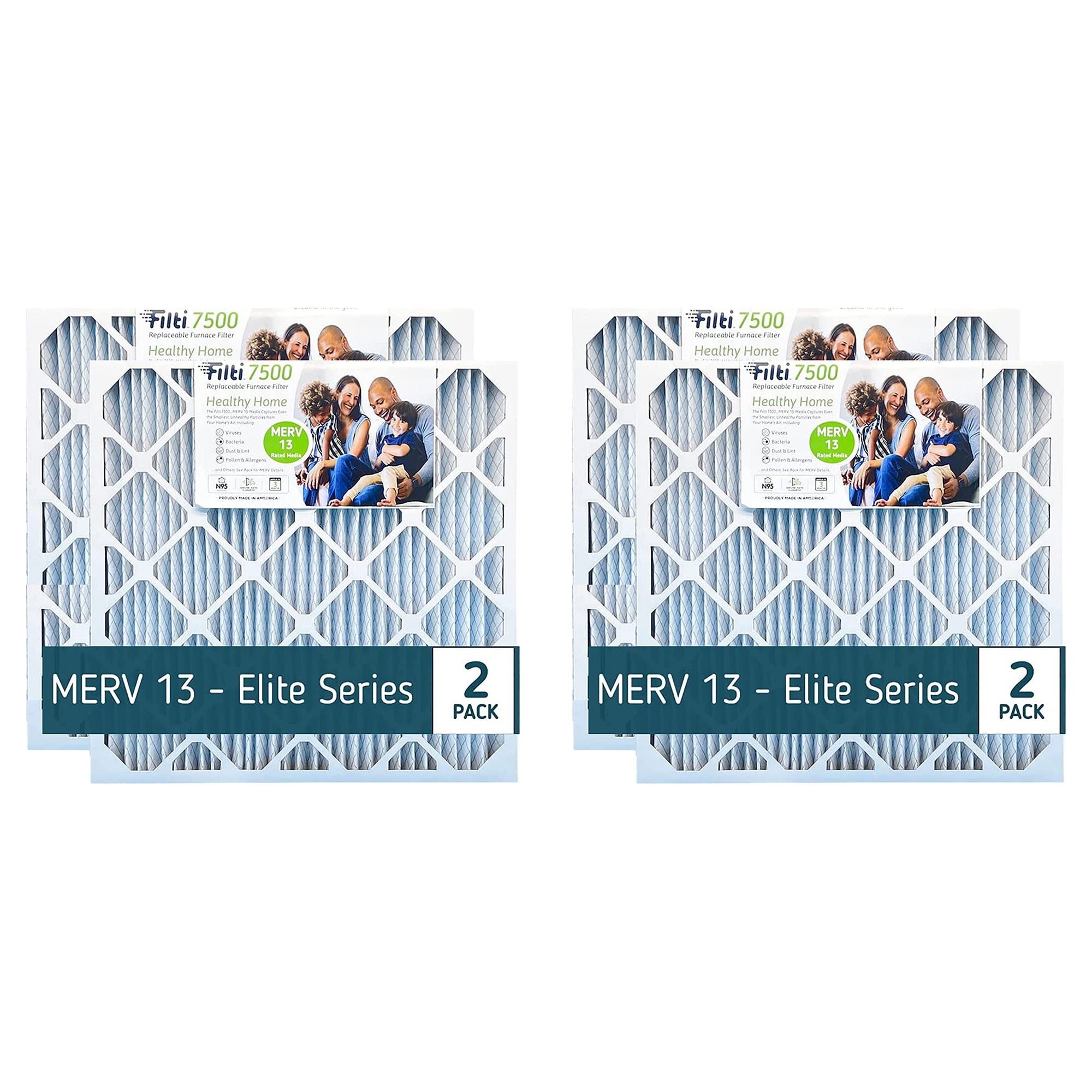 Filti 7500 20x4x25 Inch Pleated Home HVAC Furnace MERV 13 Air Filter (4 Pack) - VMInnovations