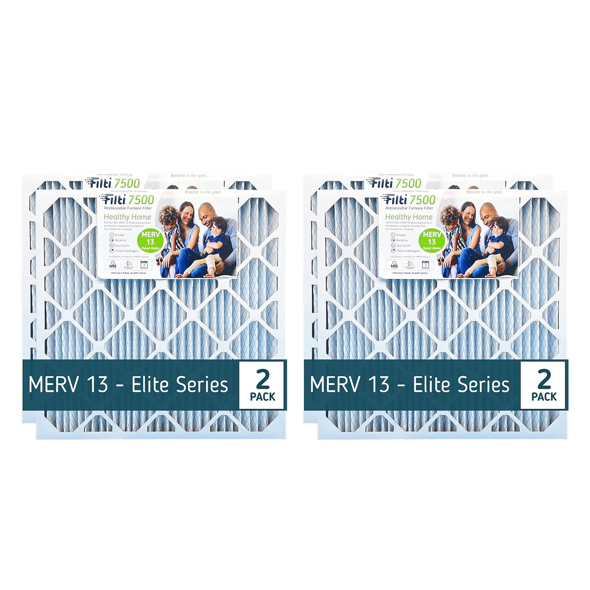 Filti 7500 16x2x20 Inch Pleated Home HVAC Furnace MERV 13 Air Filter (4 Pack) - VMInnovations
