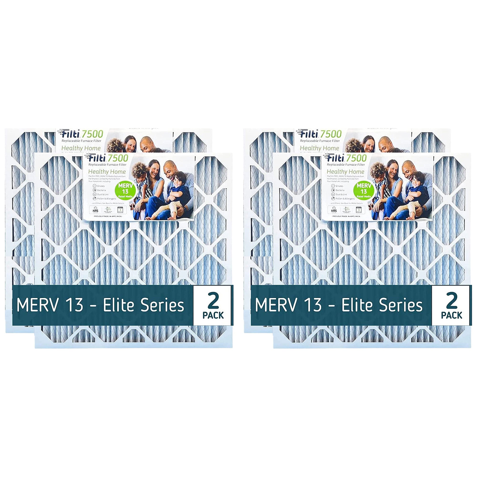 Filti 7500 16x5x25 Inch Pleated Home HVAC Furnace MERV 13 Air Filter (4 Pack) - VMInnovations