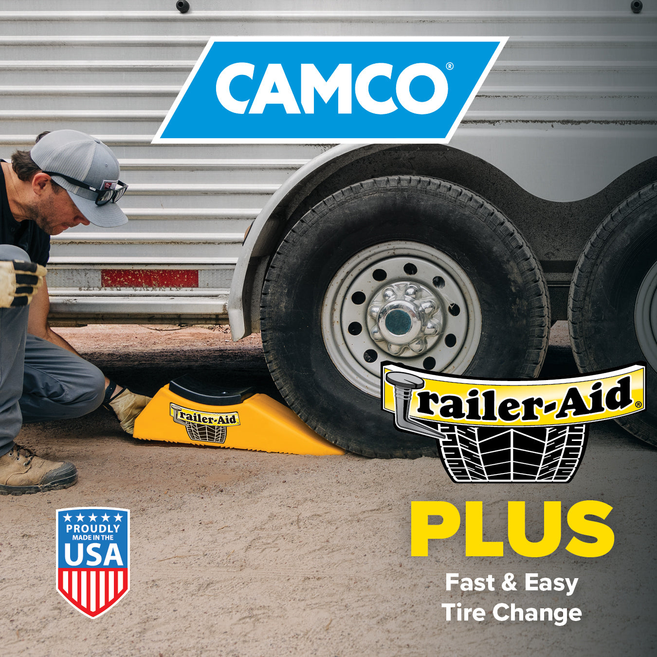 Camco PLUS Tandem Trailer Tire Changing Ramp with 5.5" Lift, Yellow (Used) - VMInnovations