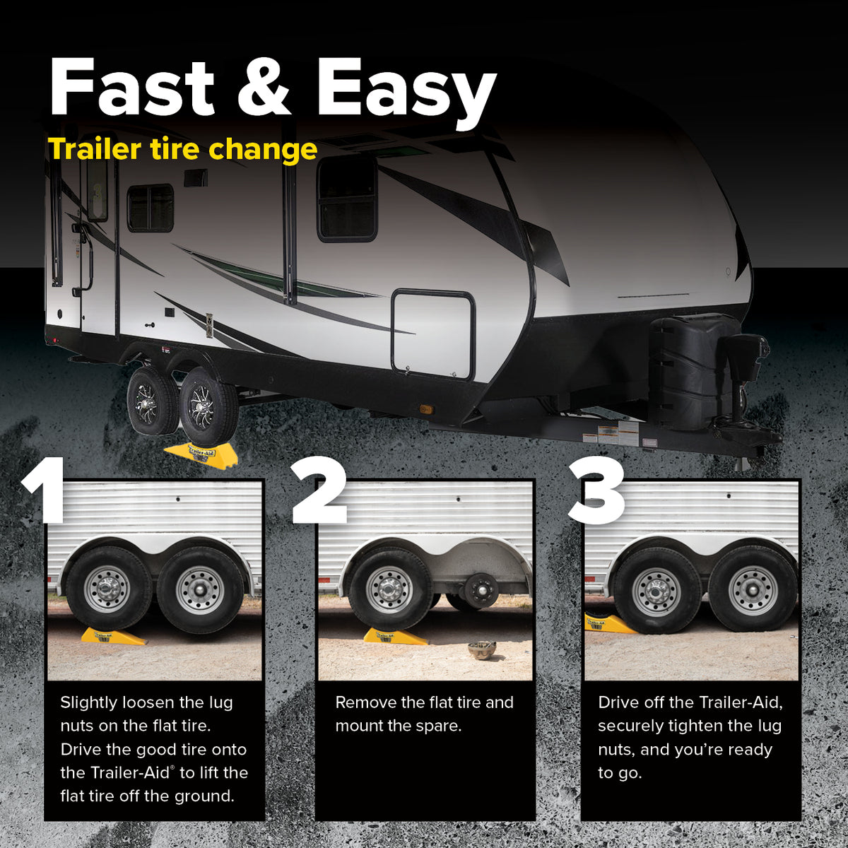 Camco Trailer Aid PLUS Tandem Trailer Tire Changing Ramp with 5.5" Lift, Yellow