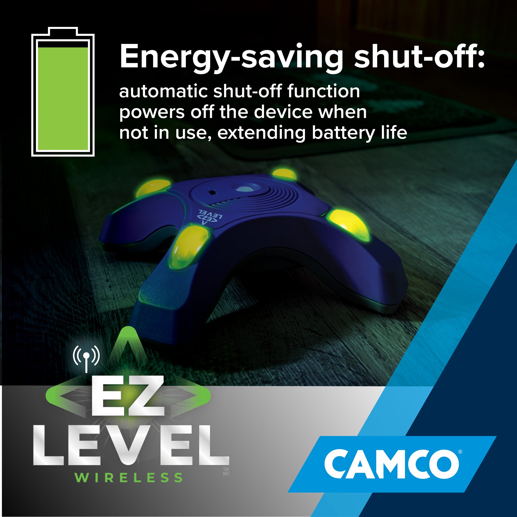 Camco Wireless Automatic EZ Level w/Illuminated Indicator Lights, Blue(Open Box)