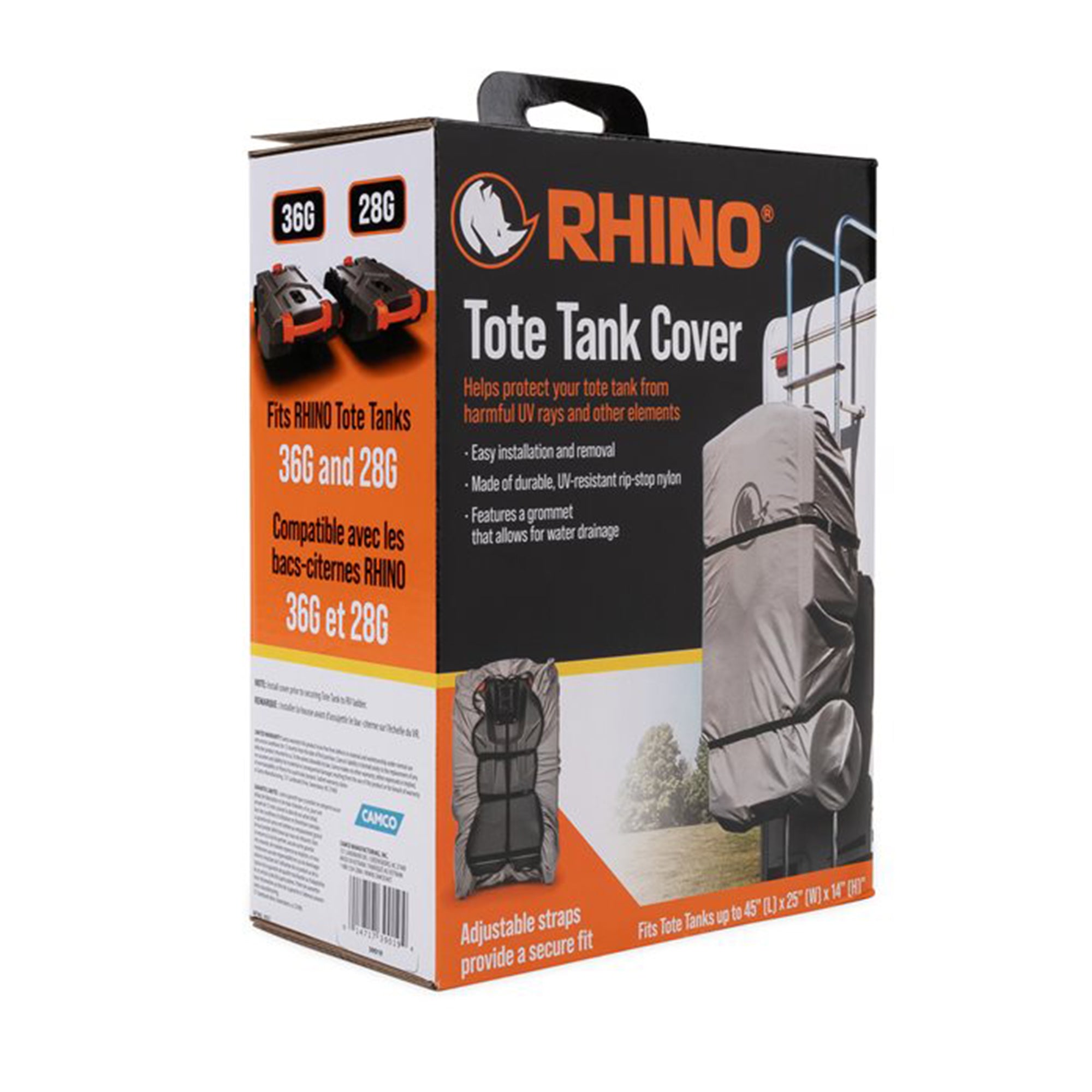 Camco Rhino RV Tote Tank Cover for 28 & 36 Gallon Tanks, Large, Gray (Open Box)