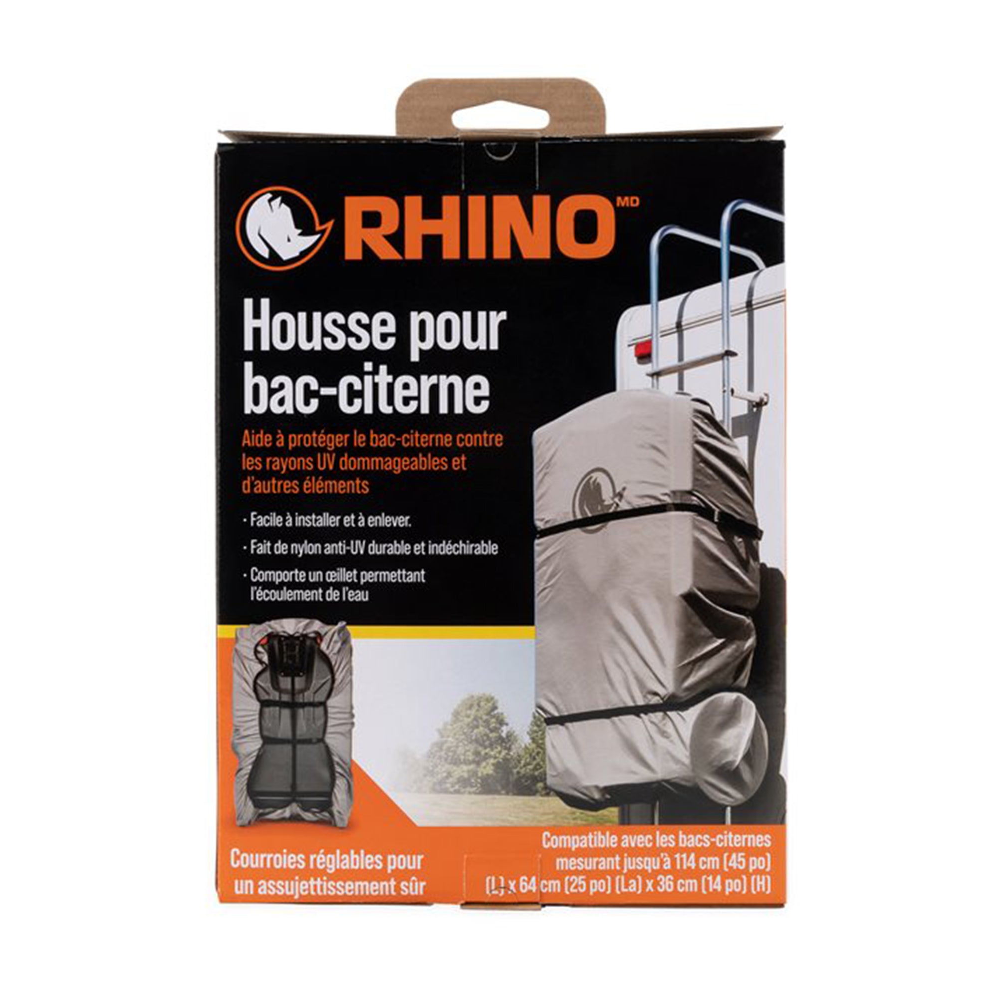 Camco Rhino RV Tote Tank Cover Accessory for 28 and 36 Gallon Tanks, Large, Gray - VMInnovations
