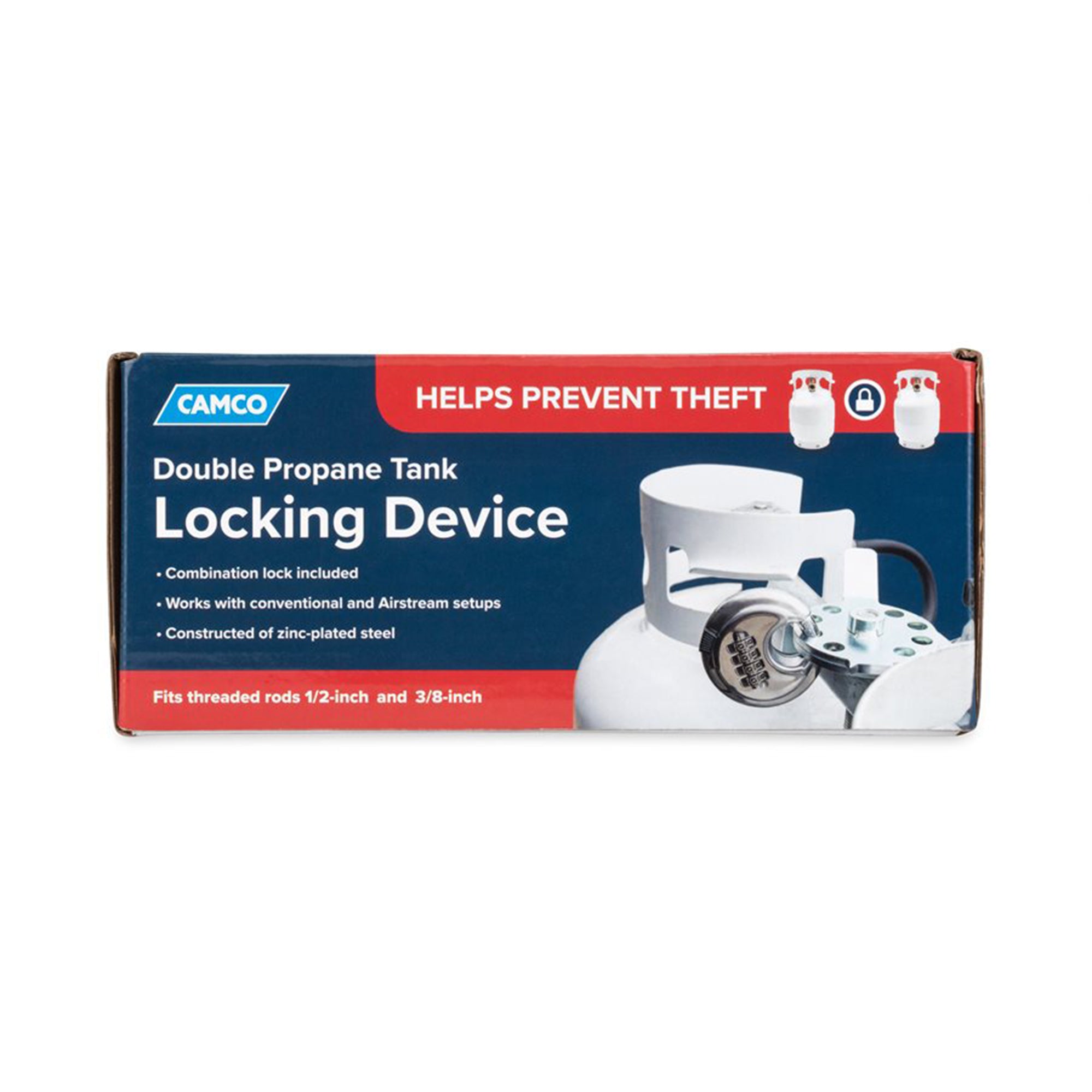 Camco Double Propane Tank Theft Prevention Combination Locking Device for RVs - VMInnovations