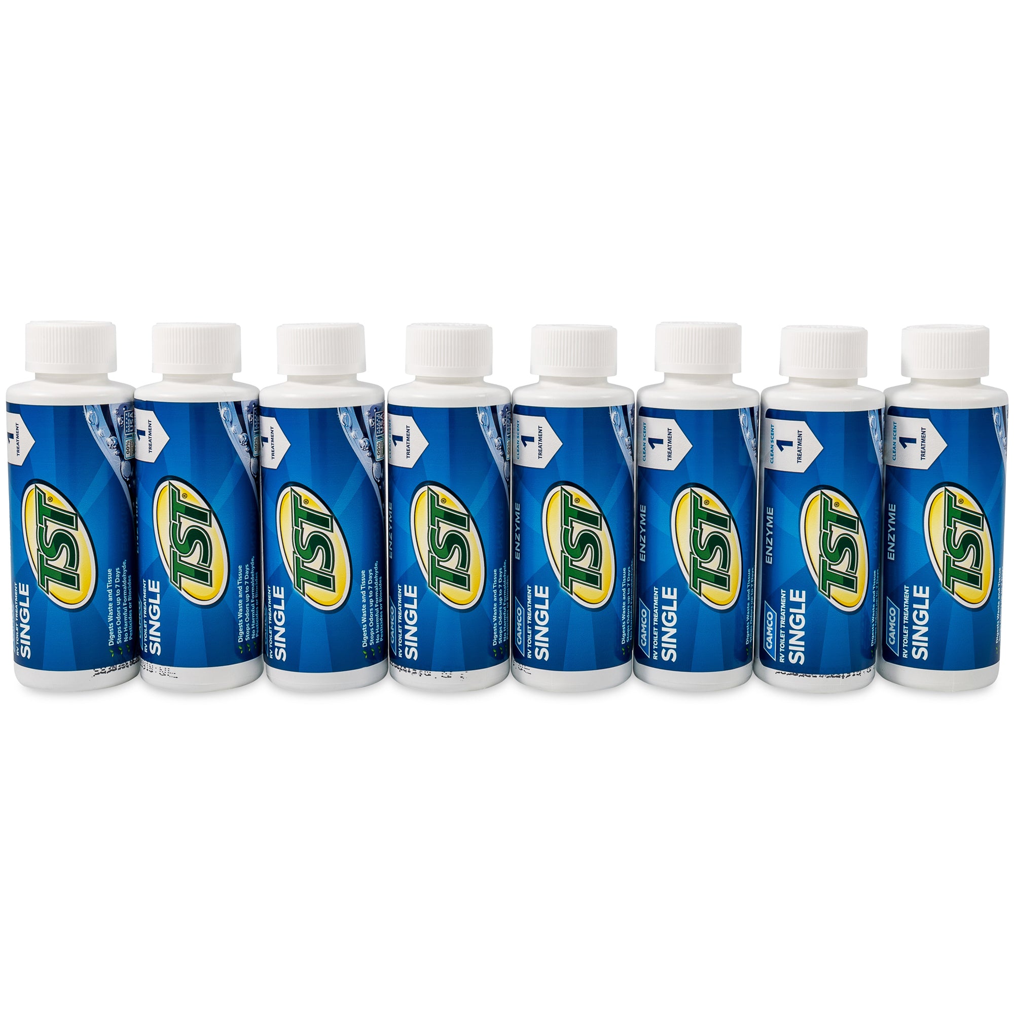 Camco TST Blue Enzyme 4 oz RV Toilet Waste Odor Treatment, Clean Scent (8 Pack) - VMInnovations