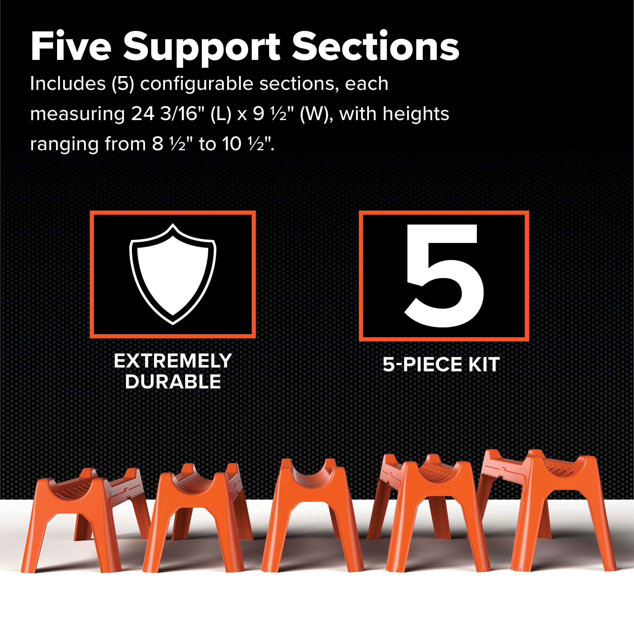Camco Rhino Nesting RV Sewer Hose Support Kit for Stable Drainage, (Set of 5)
