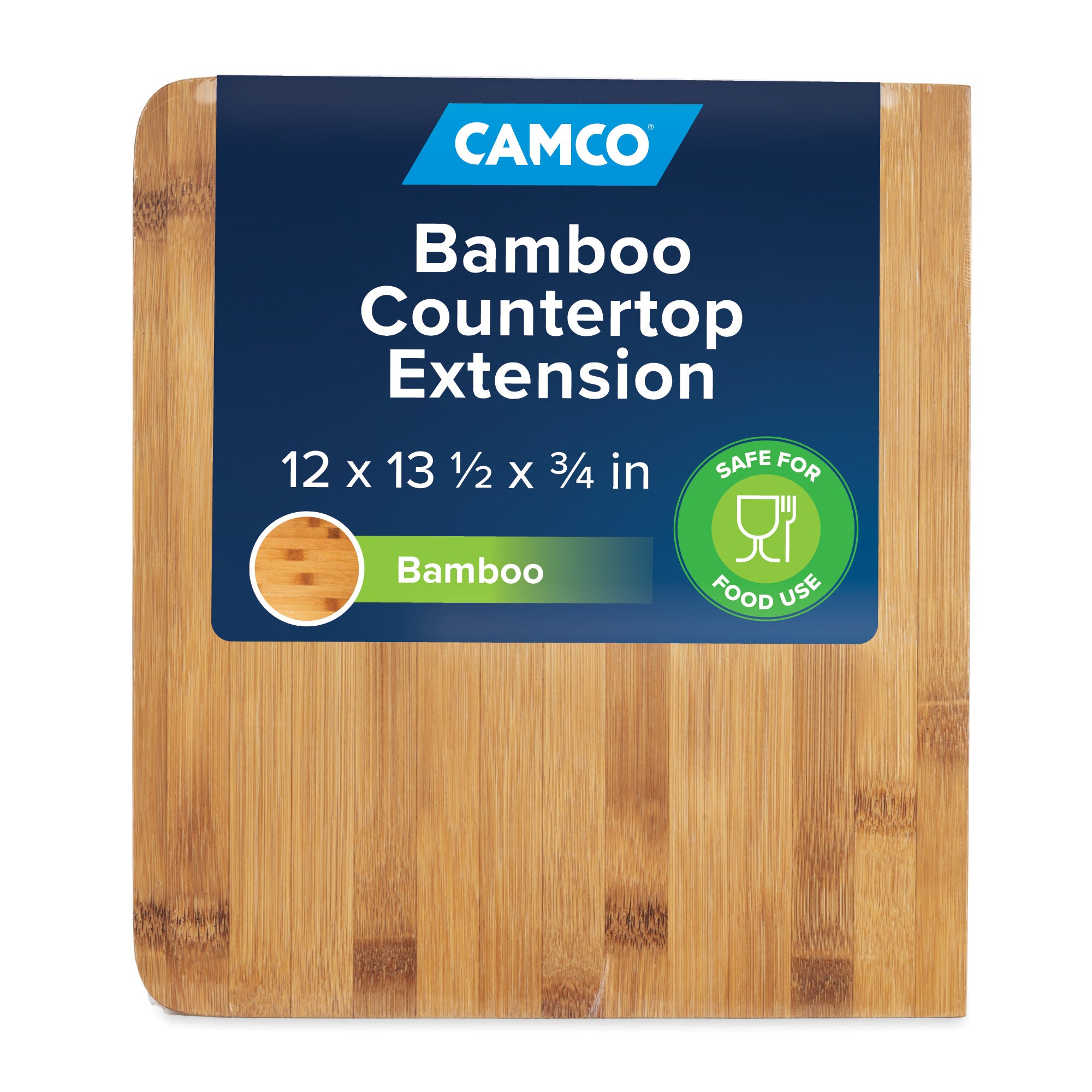 Camco 12'' x 13.5'' x 0.75'' Bamboo Accents RV Wood Countertop Extension, Brown - VMInnovations