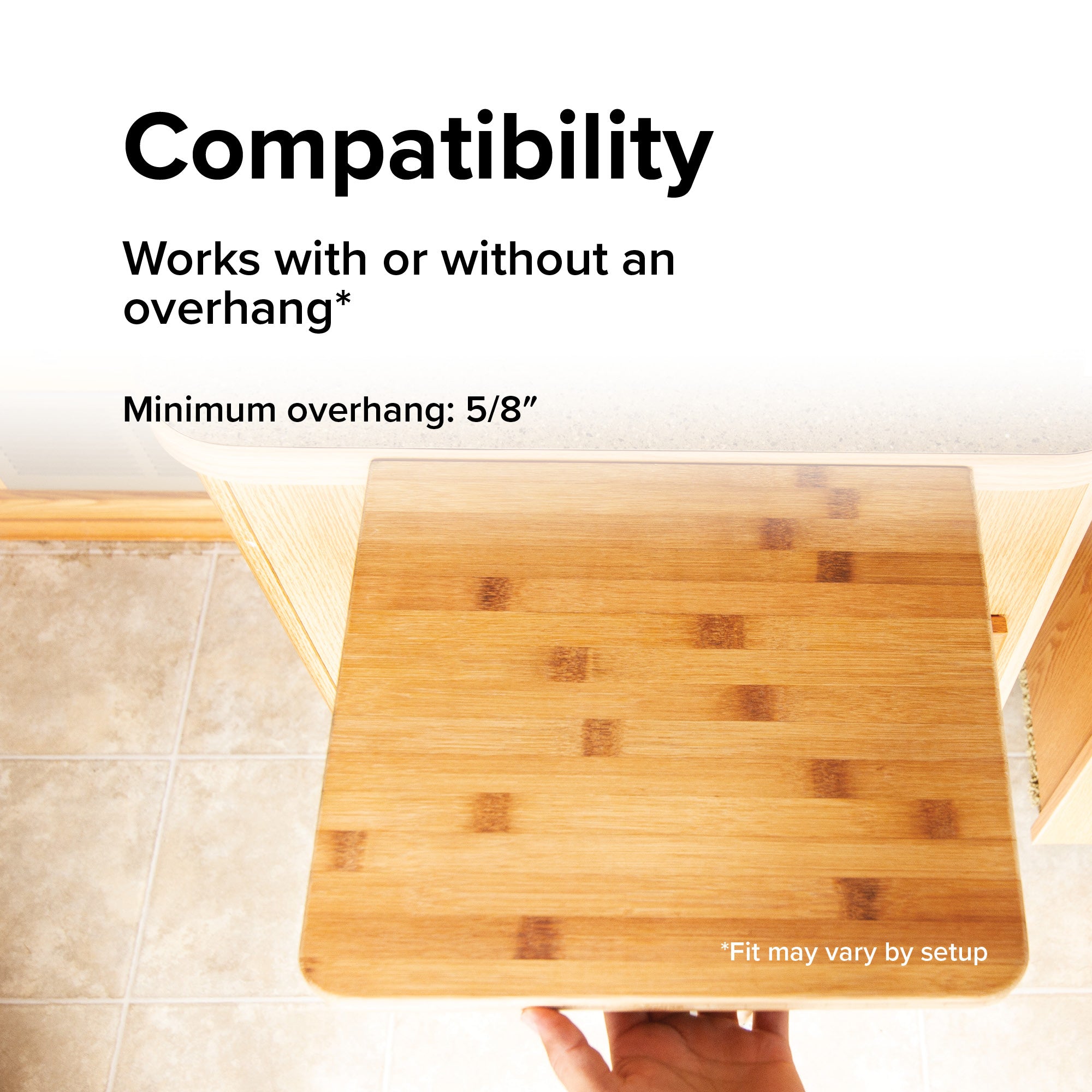 Camco 12'' x 13.5'' x 0.75'' Bamboo Accents RV Wood Countertop Extension, Brown - VMInnovations
