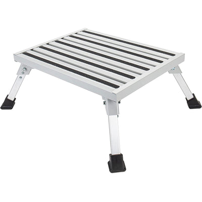 Camco 43677 Fixed Height Aluminum Platform Step Stool with Non Slip Rubber Feet