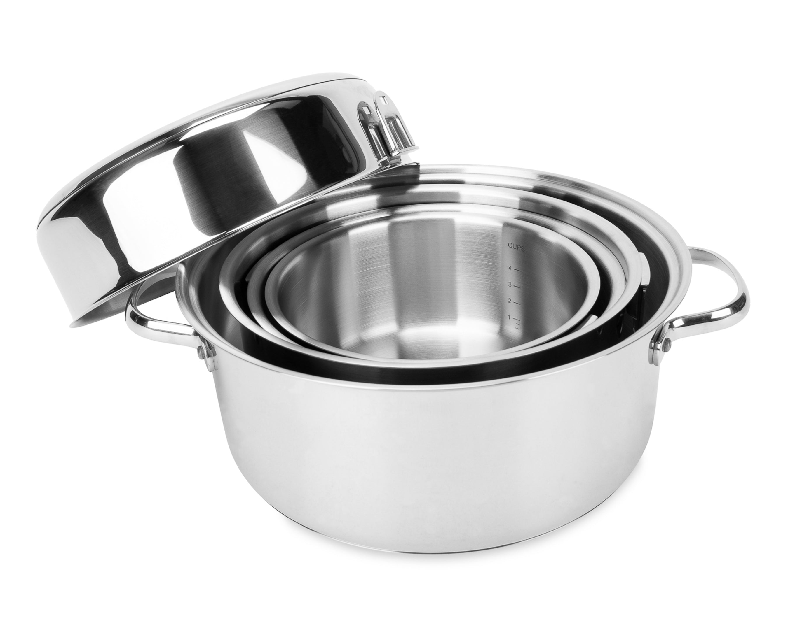 Camco 10 Piece Stainless Steel Cookware Nesting Pot Set w/Handle & Storage Strap - VMInnovations
