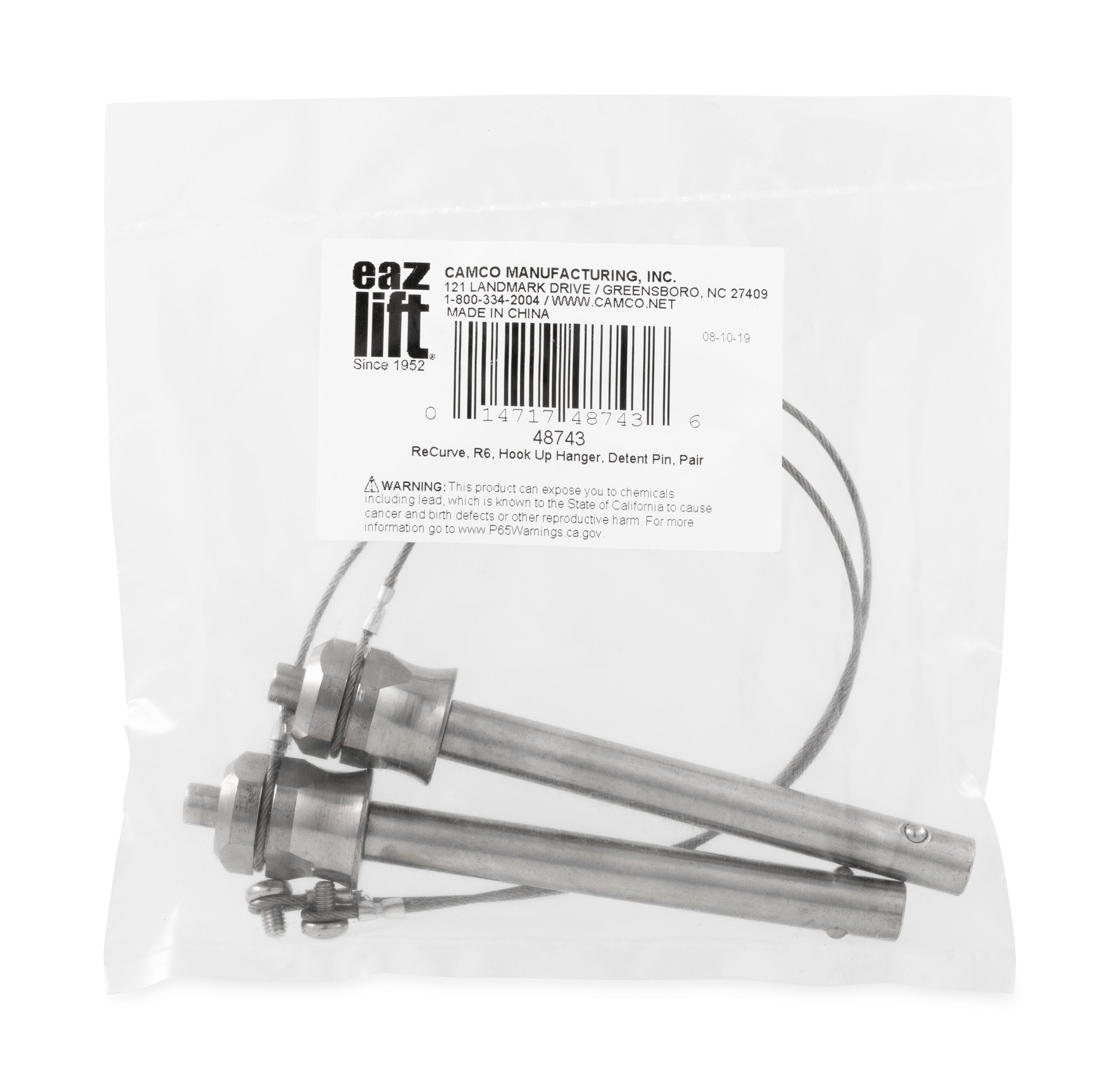 Camco Pack of 2 Eaz Lift ReCurve R6 Hook Up Hanger Detent Pin for Tailgating - VMInnovations