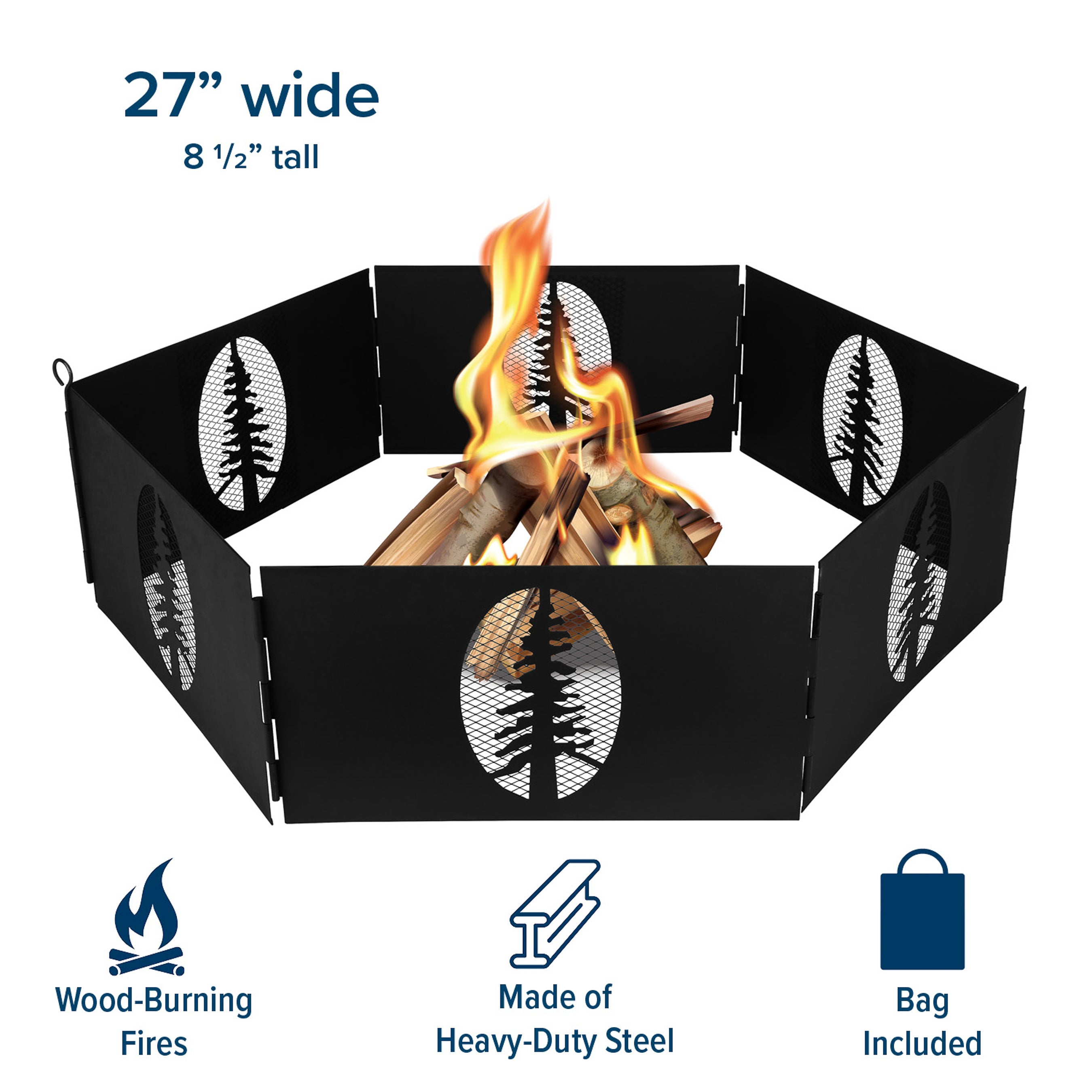 Camco Portable 27 x 8.5" Outdoor Campfire Ring with Bag for Wood Burning Fires - VMInnovations