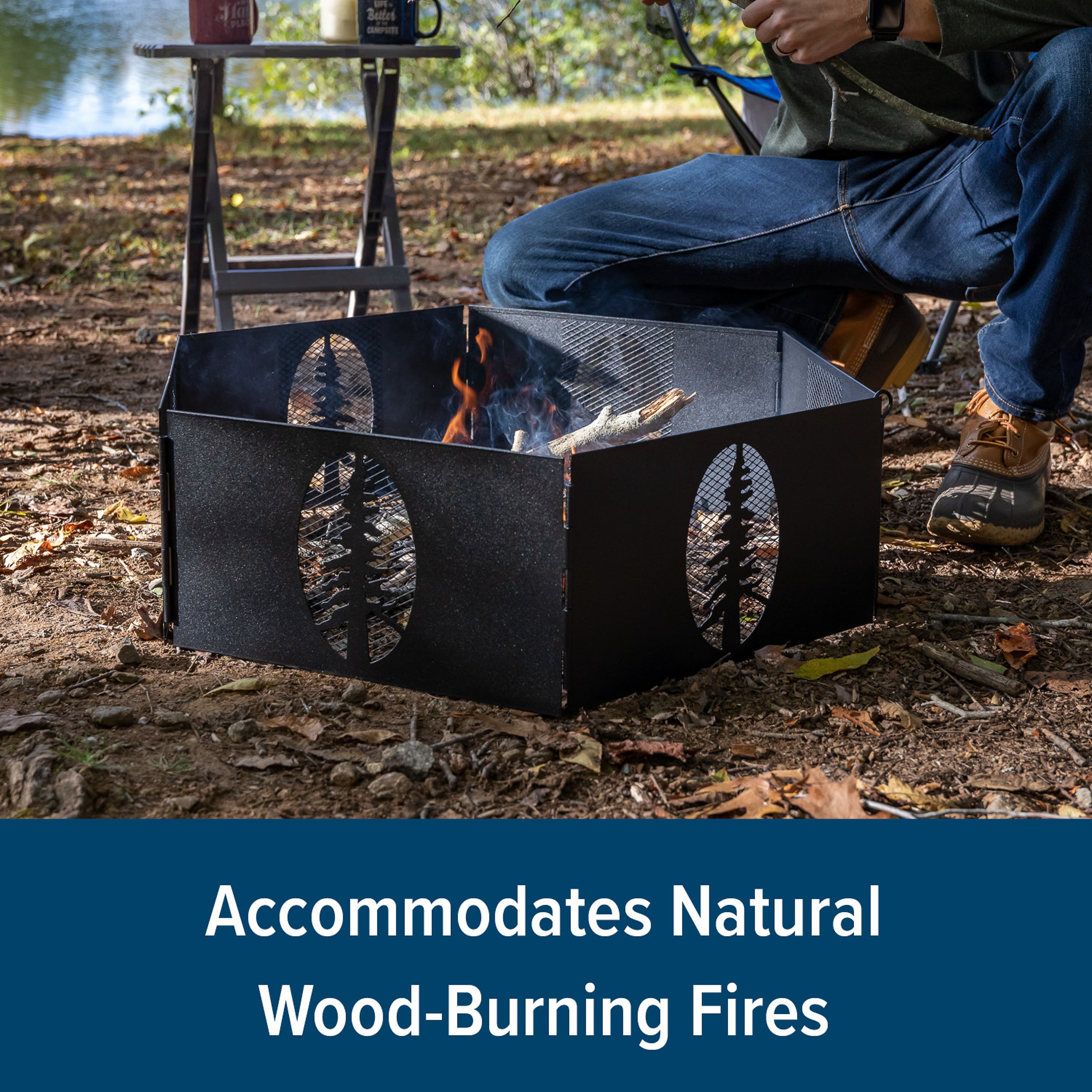 Camco Portable 27 x 8.5" Outdoor Campfire Ring with Bag for Wood Burning Fires - VMInnovations
