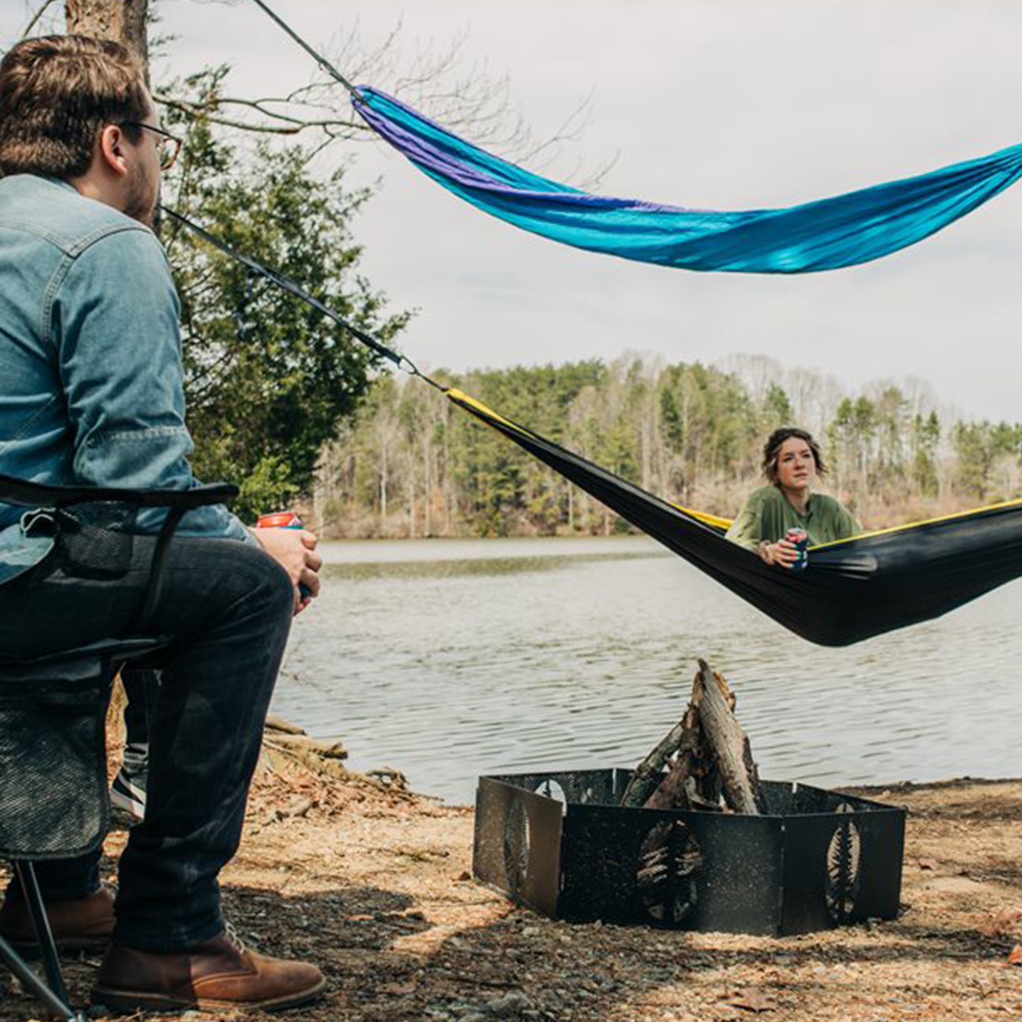 Camco Portable 27 x 8.5" Outdoor Campfire Ring with Bag for Wood Burning Fires - VMInnovations
