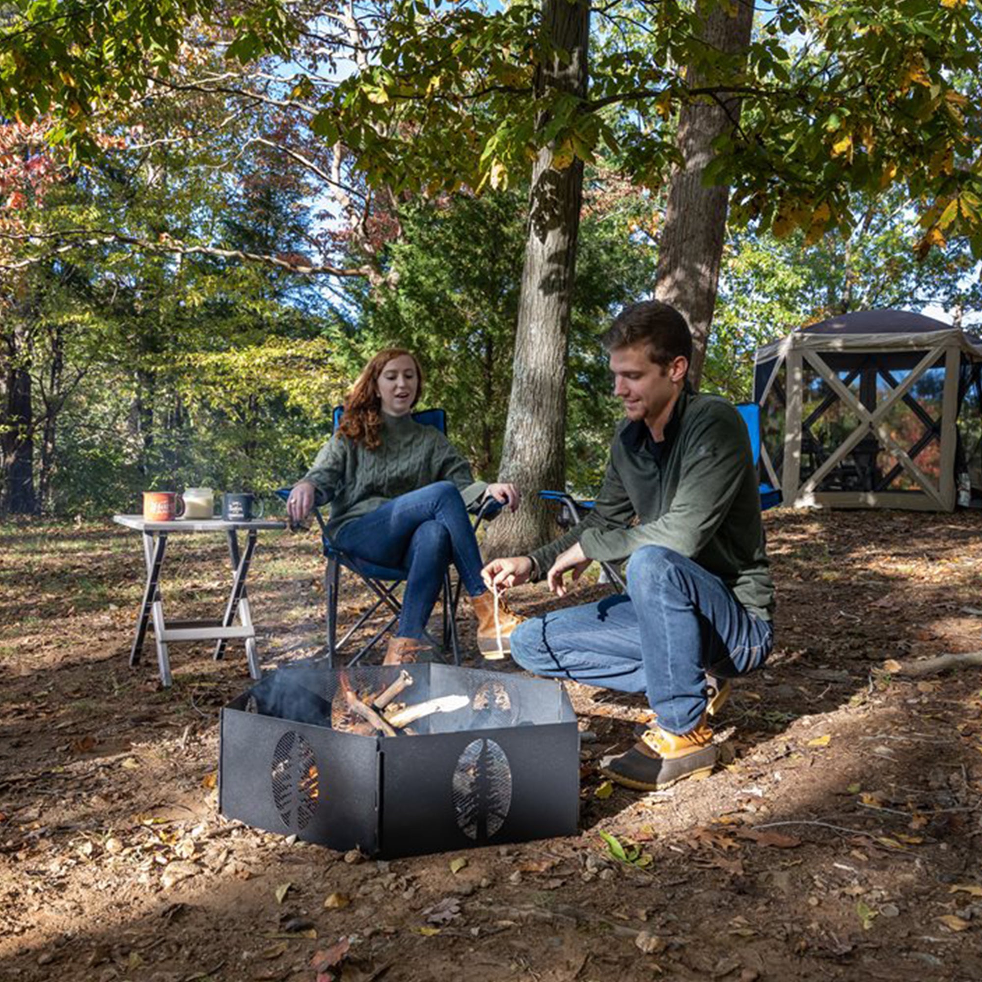 Camco Portable 27 x 8.5" Outdoor Campfire Ring with Bag for Wood Burning Fires - VMInnovations