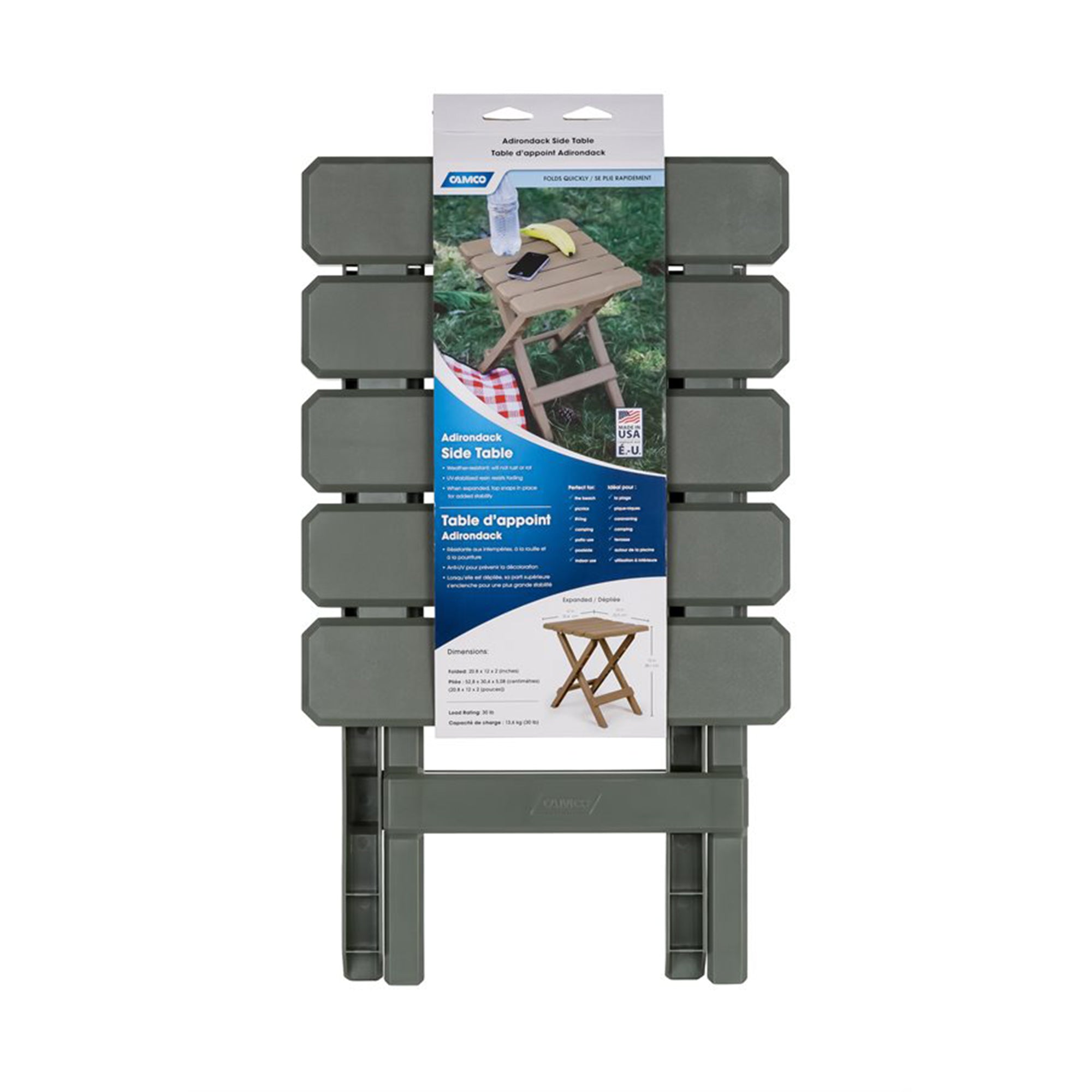 Camco Portable Outdoor Camping Small Plastic Folding Side Table, Sage (Used) - VMInnovations