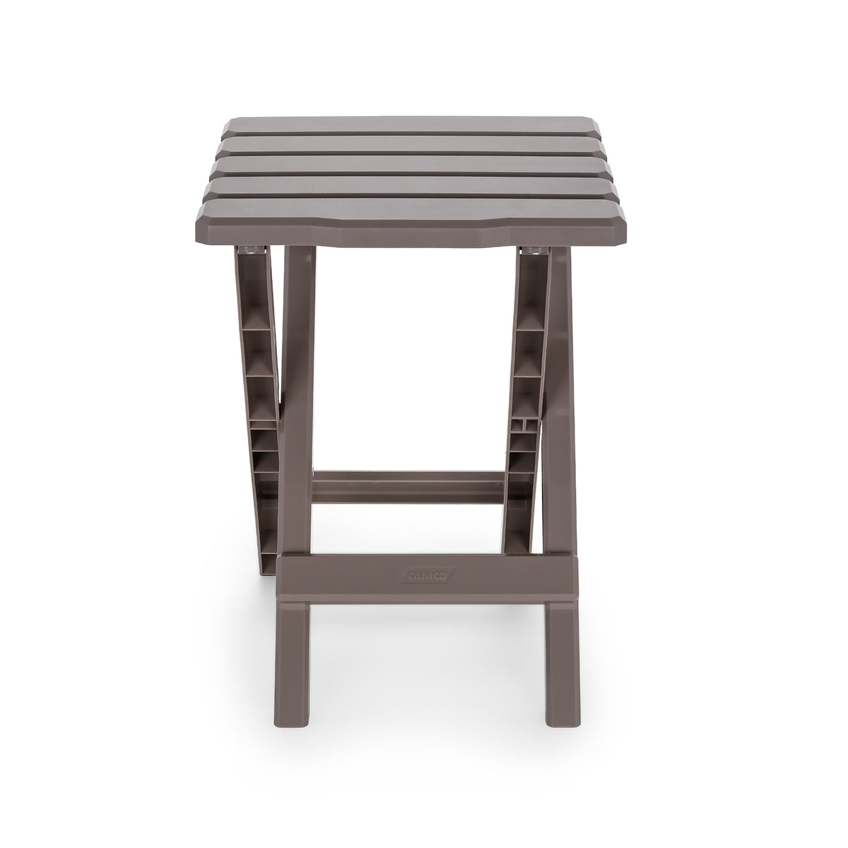 Camco Adirondack Portable Outdoor Camping Plastic Side Table, Taupe (Open Box)