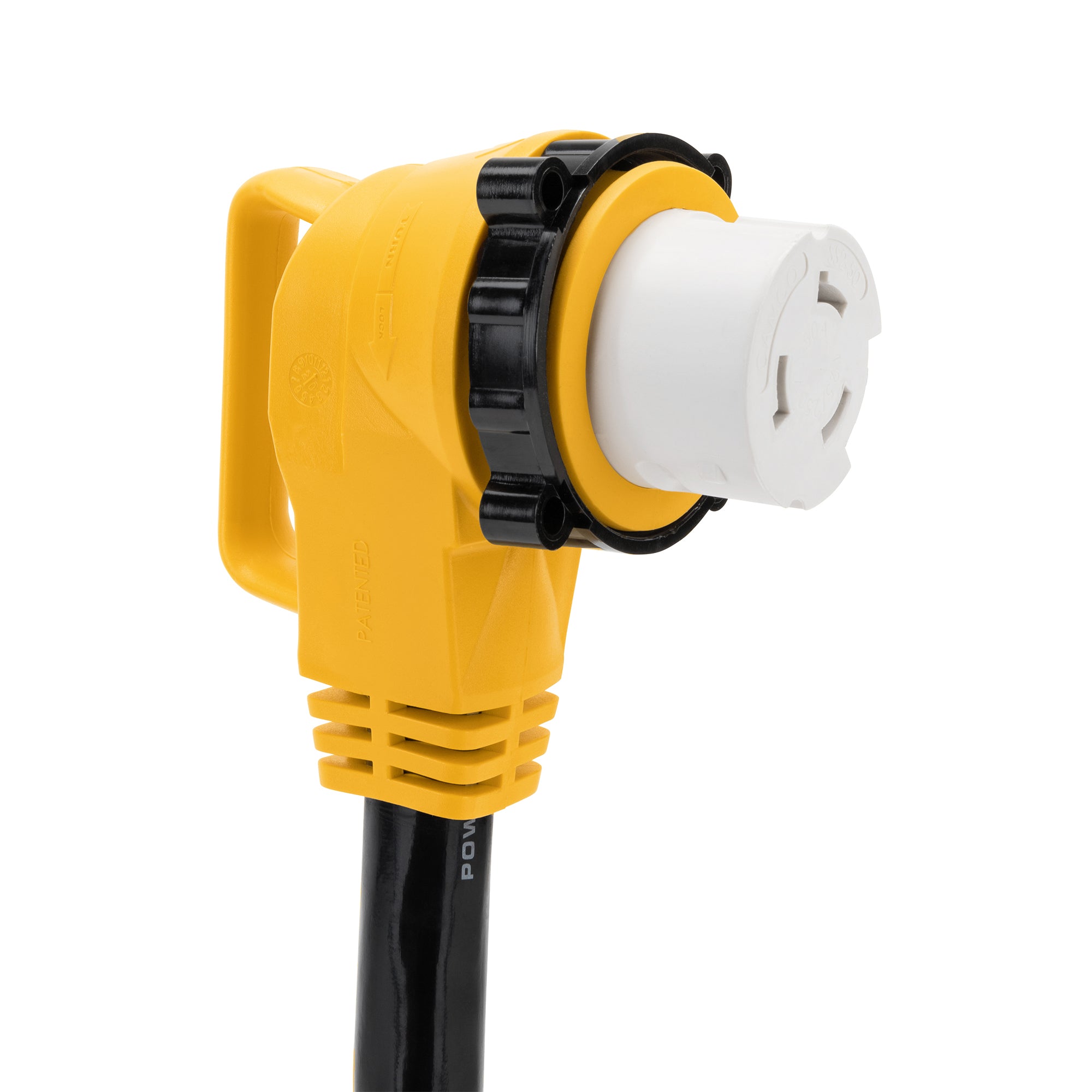 Camco Power Grip 18" Dogbone Adapter w,50 Amp Locking Male & Female,Yellow(Used)