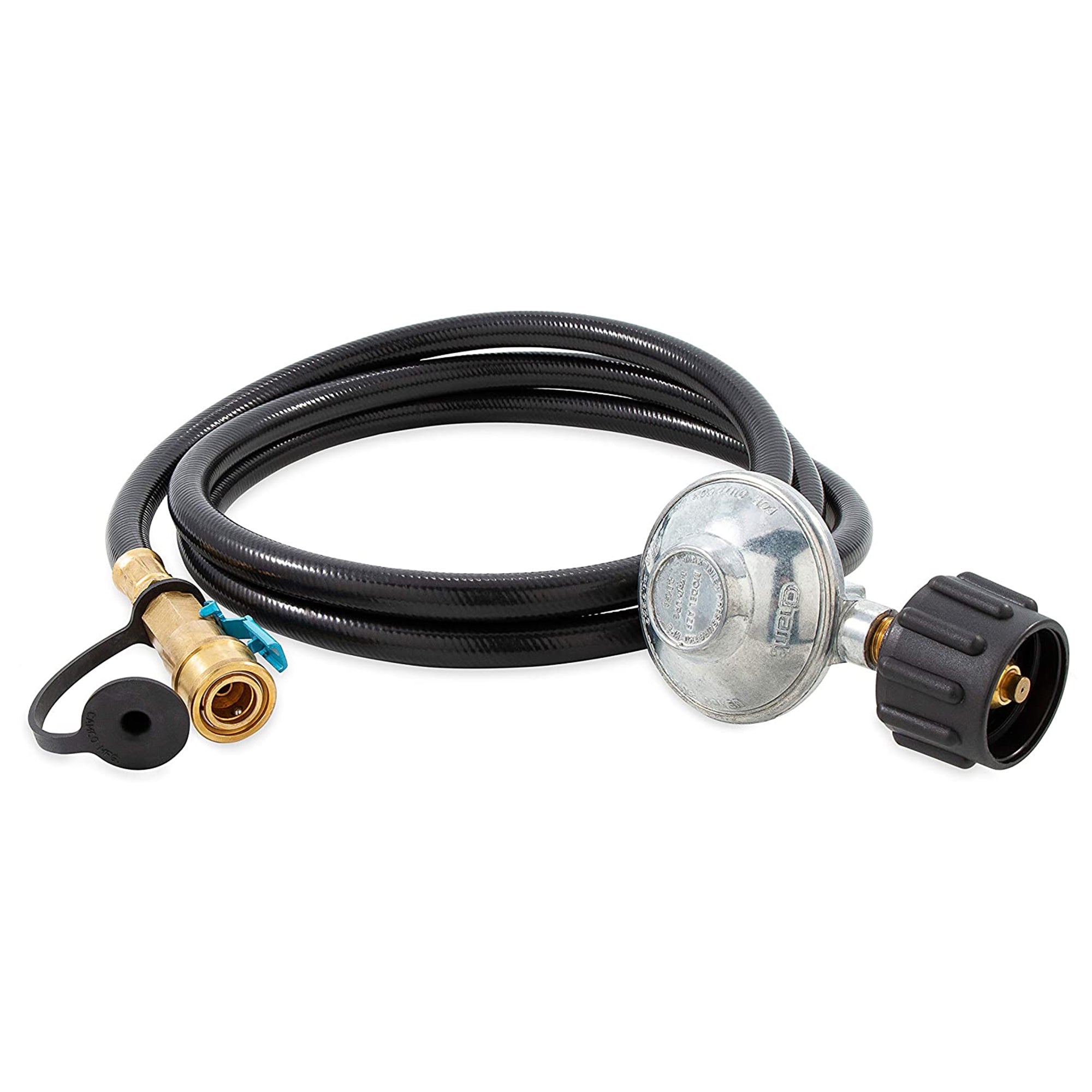 Camco Low Pressure Gas Regulator with 6' Propane Hose and Quick Connect Valve - VMInnovations