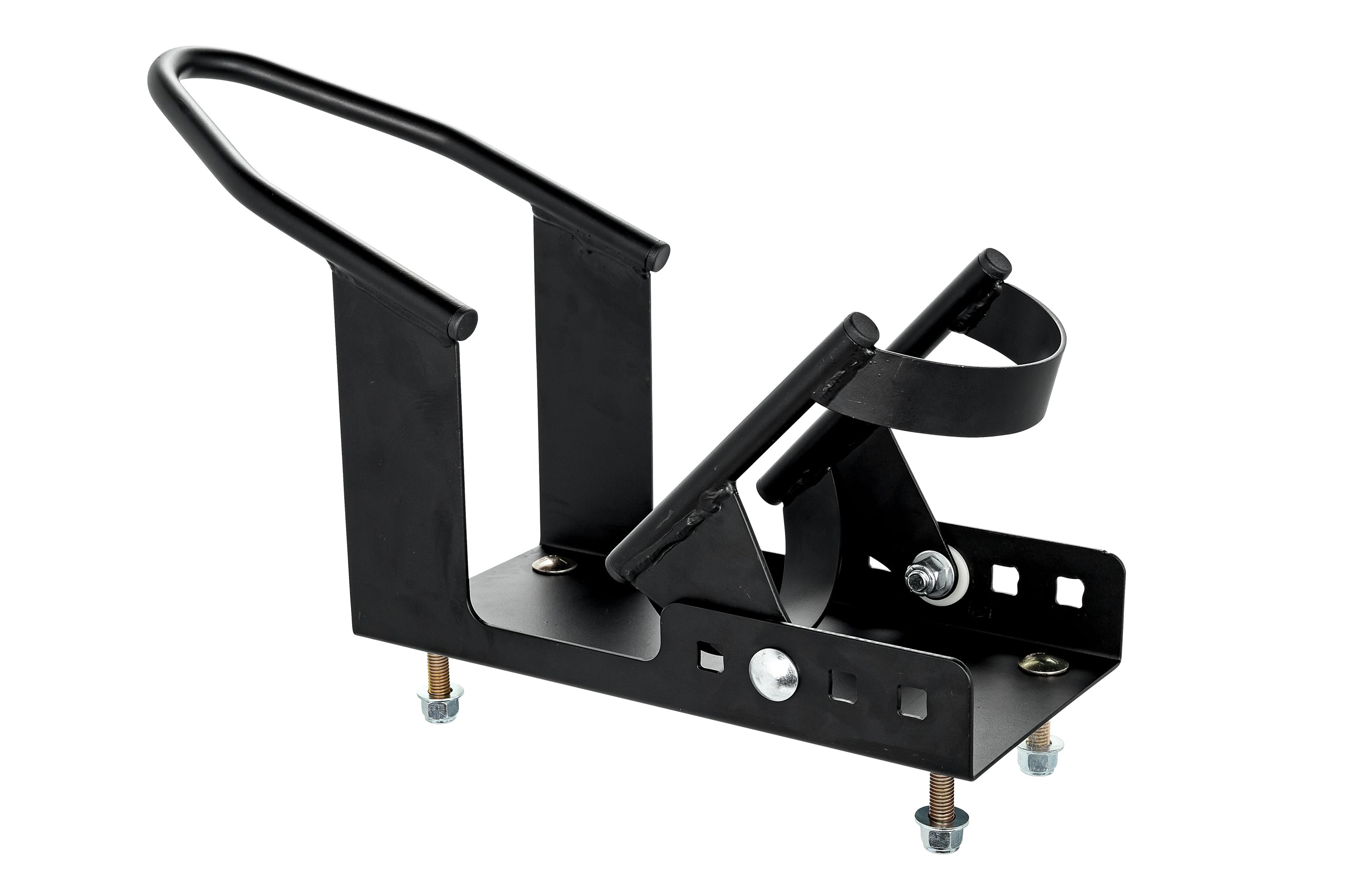 Camco Motorcycle Wheel Chock Mount with Handlebar Straps & Universal Tire Fit - VMInnovations