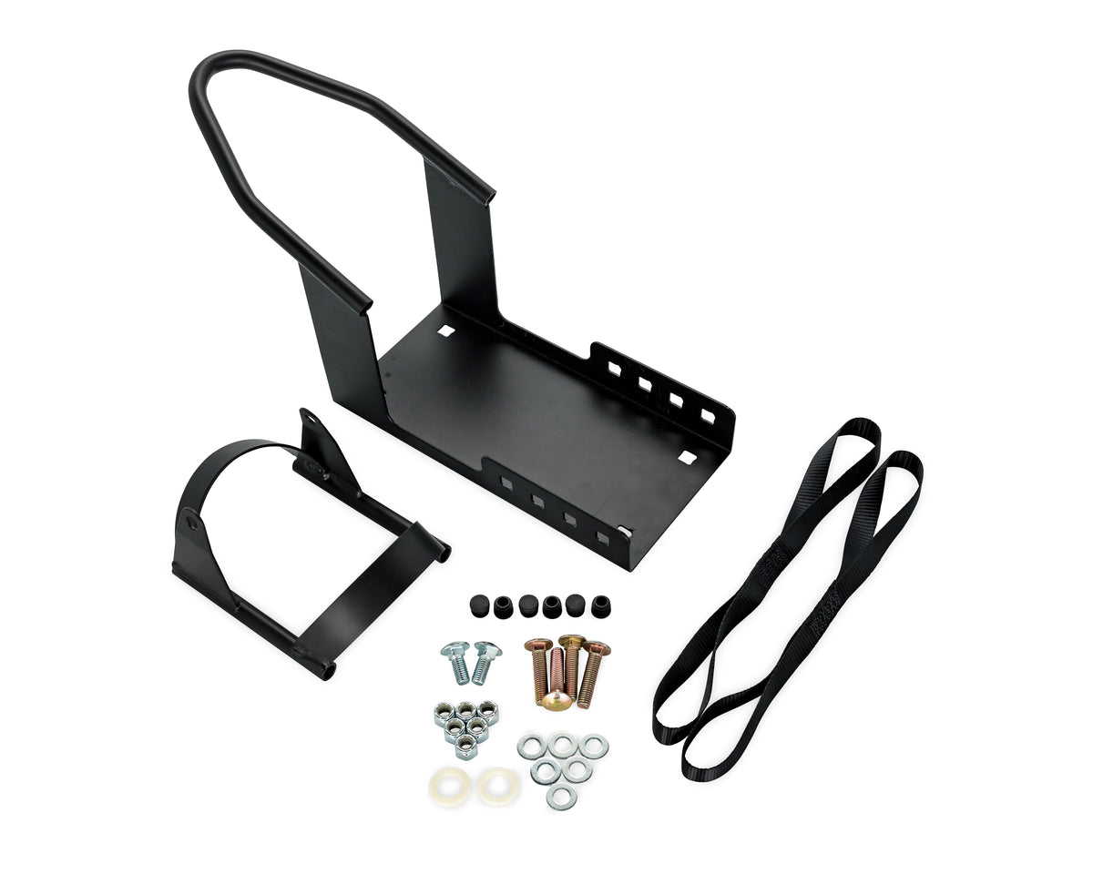 Camco Motorcycle Wheel Chock Mount with Handlebar Straps & Universal Tire Fit