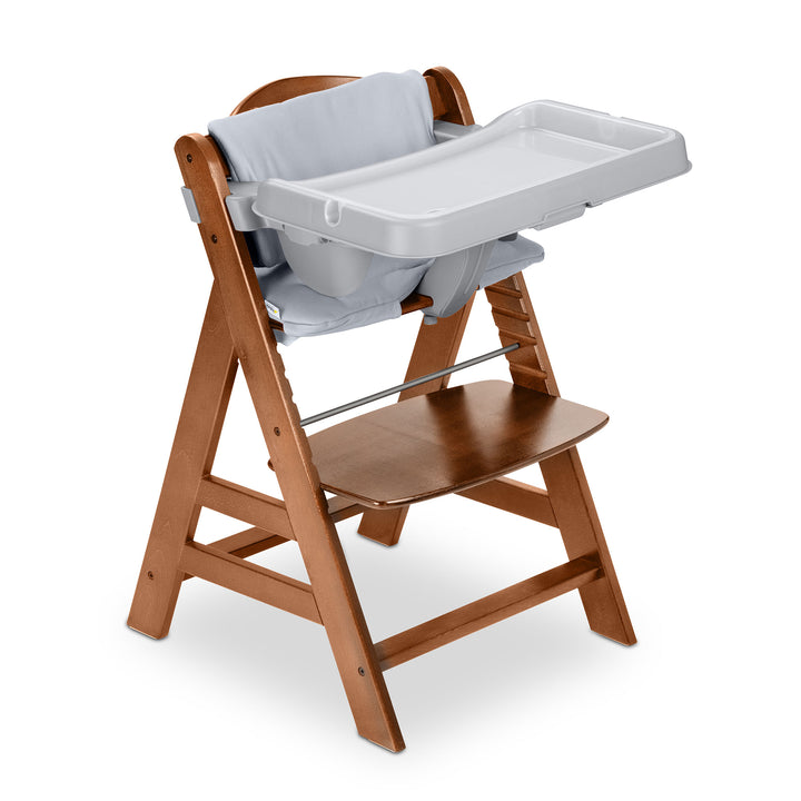 hauck Alpha+ Grow Along Walnut Wooden High Chair, Tray & Deluxe Cushion, Grey - VMInnovations