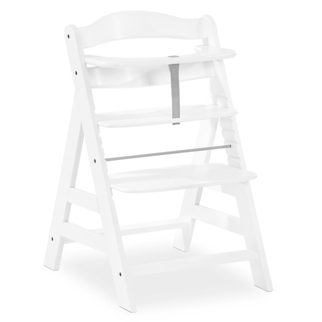 hauck AlphaPlus Grow Along White Wooden High Chair, Tray Table, & Grey Cushion - VMInnovations