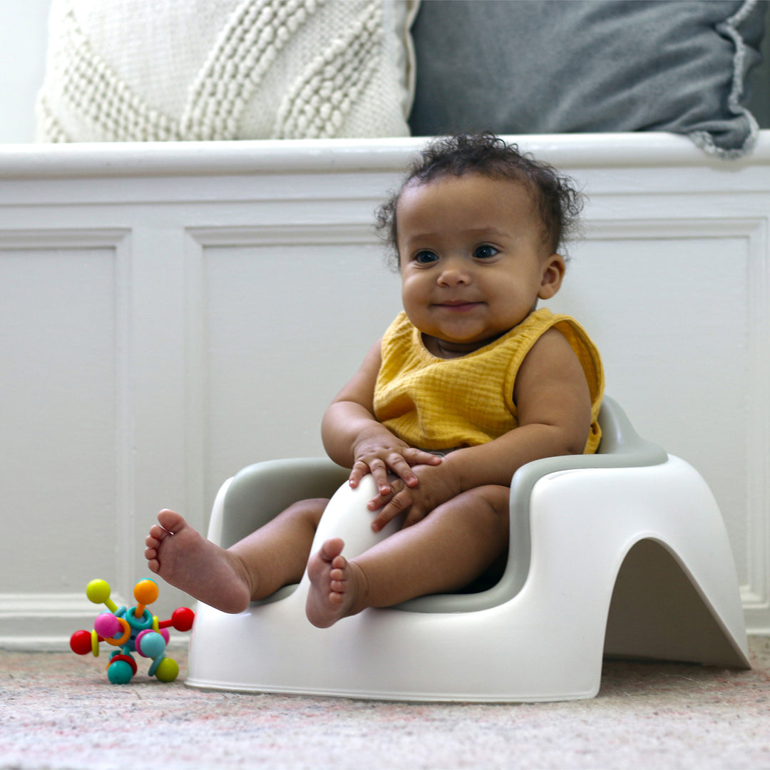 Bumbo Infant Baby Floor Seat LITE with Cushioned Seat & Safety Strap, Cool Grey - VMInnovations