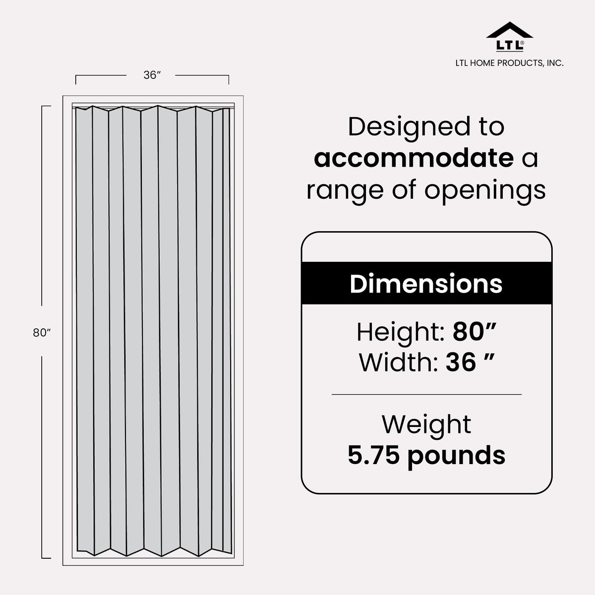 LTL Home Products Via 36" x 80" Vinyl Hinged Folding Door, Fruitwood (Open Box) - VMInnovations