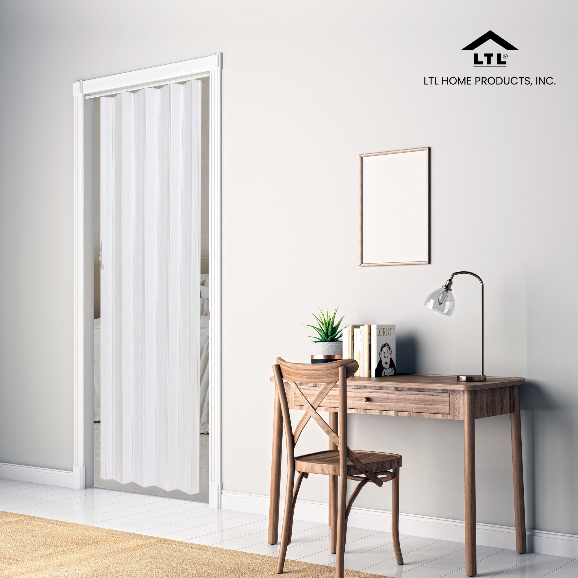 LTL Home Products Via 36" x 80" Vinyl Hinged Single Folding Door, White Mist - VMInnovations