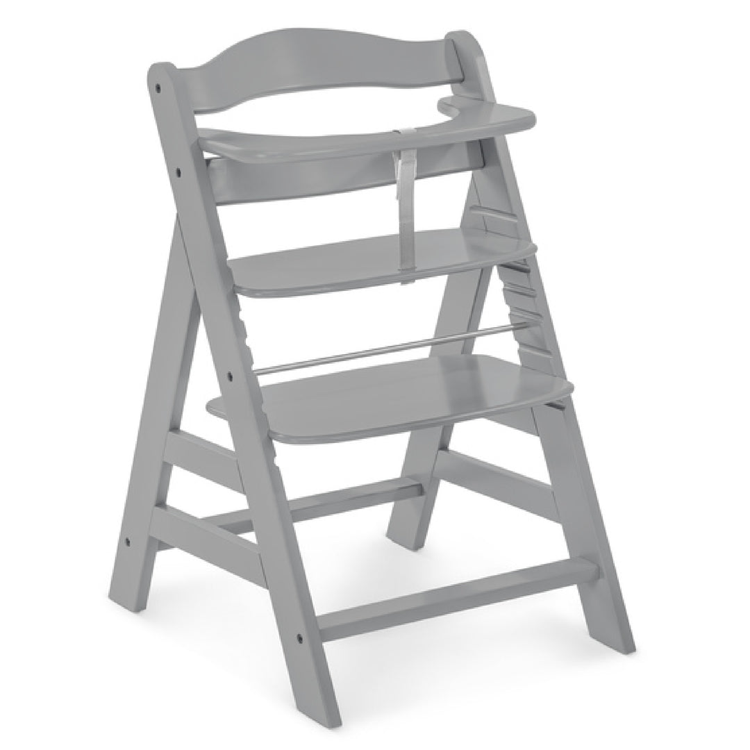 Hauck Alpha+ Wooden High Chair with Tray and Safety Bar, Grey - VMInnovations