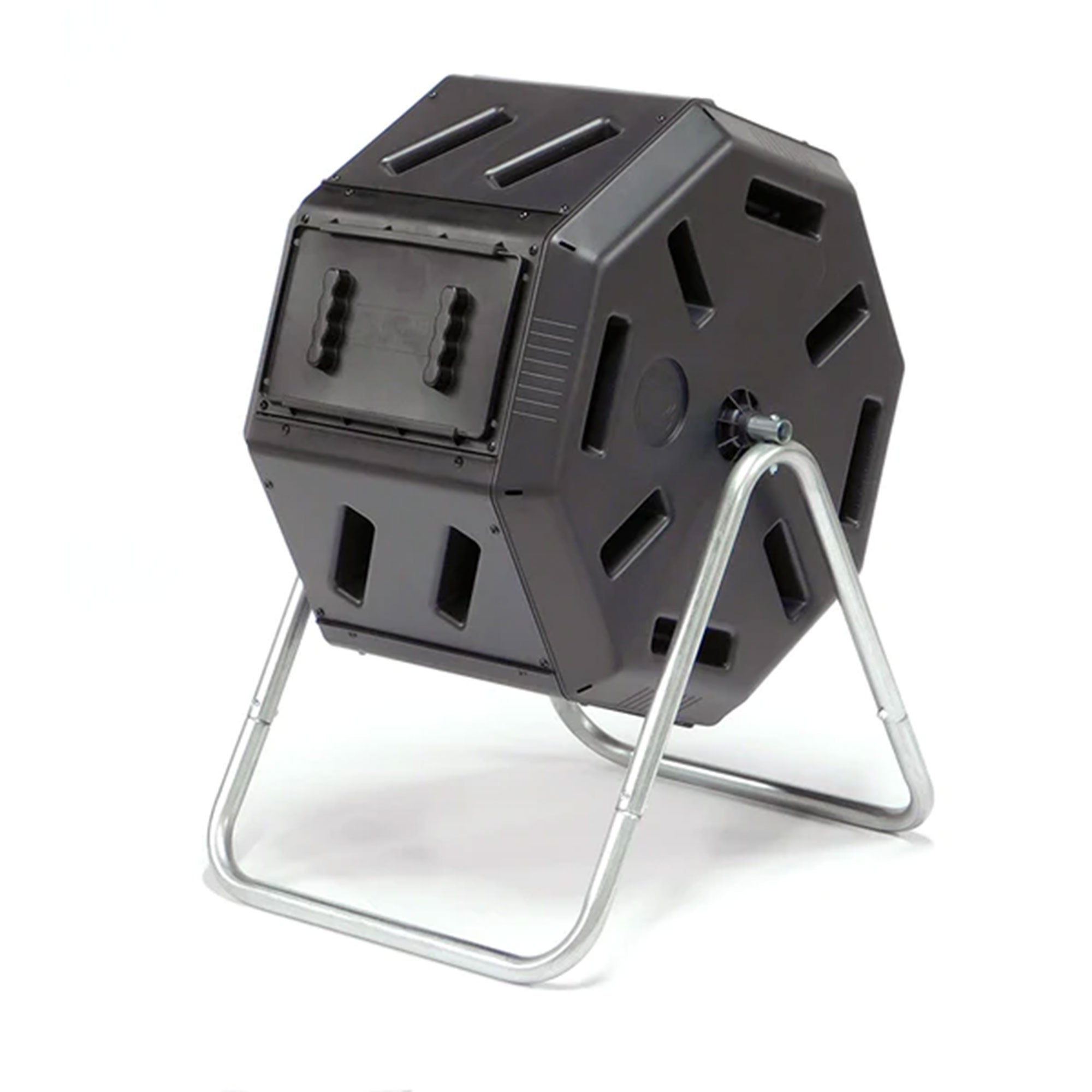 Outdoor 22.5 Gal Tumbling Composter Waste Bin w Aeration Holes, Black (Open Box) - VMInnovations