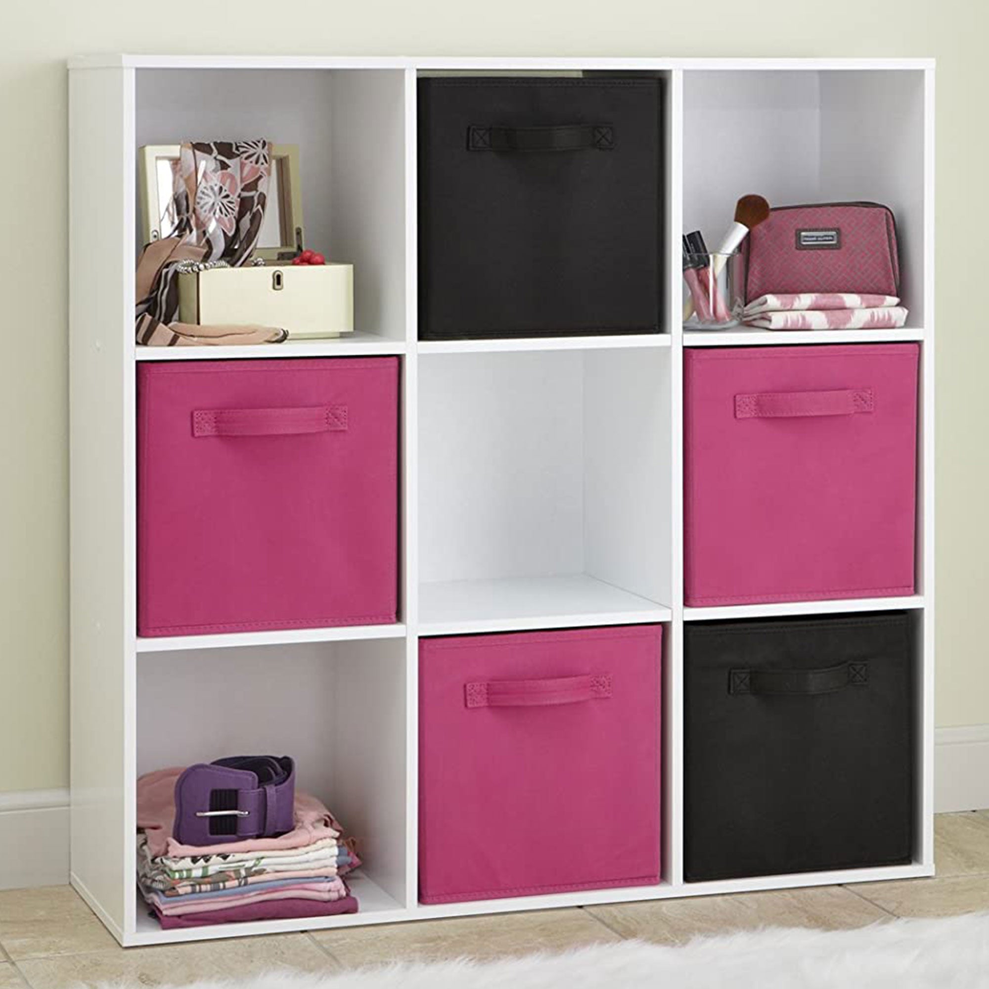 ClosetMaid 9 Cube Wood Stackable Open Bookcase Display Shelf Organizer, White - VMInnovations