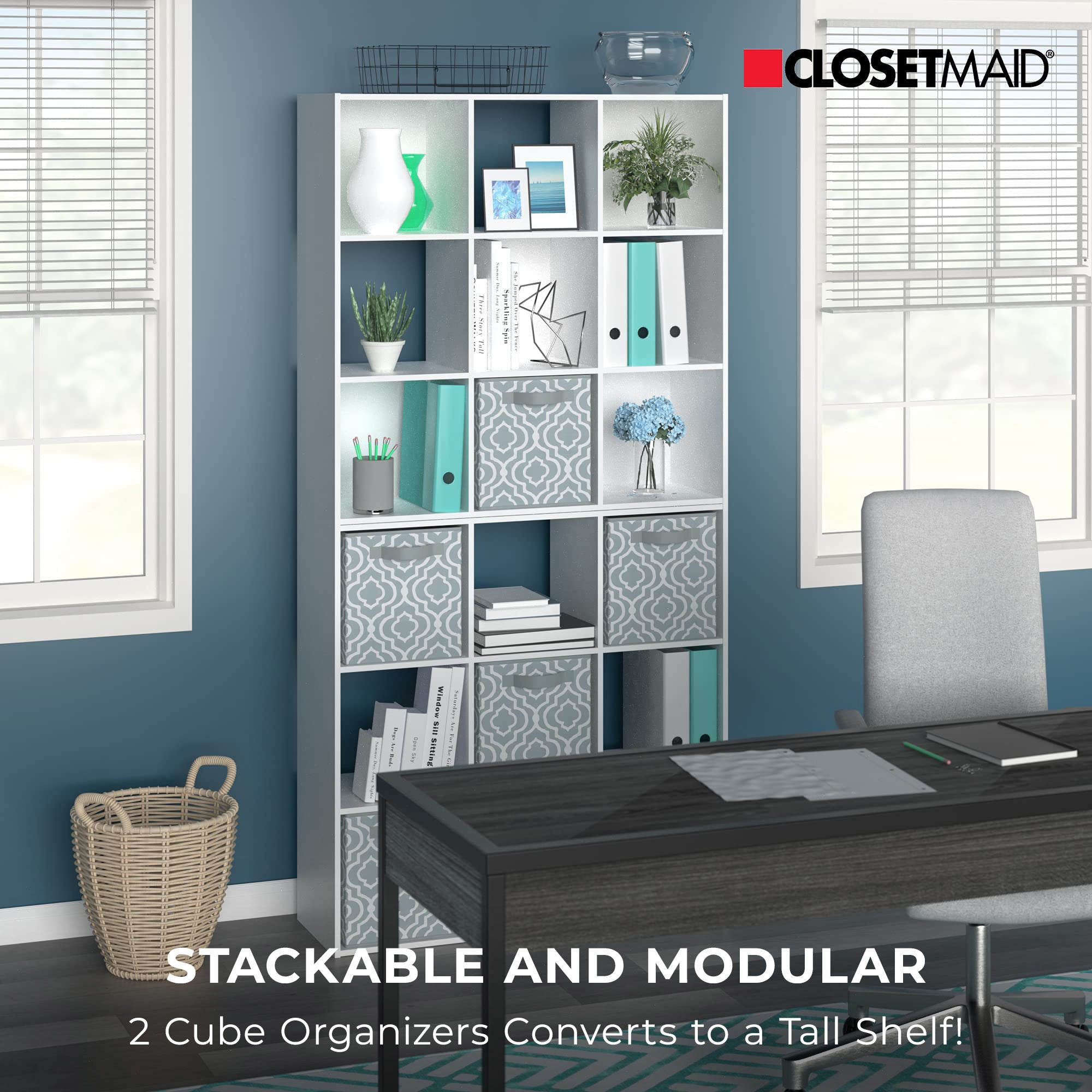 ClosetMaid 9 Cube Wood Stackable Open Bookcase Display Shelf, White (Damaged) - VMInnovations