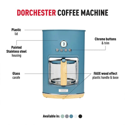 Haden Dorchester 10 Cup Coffee Maker Machine & LCD Display Stone Blue (Open Box)