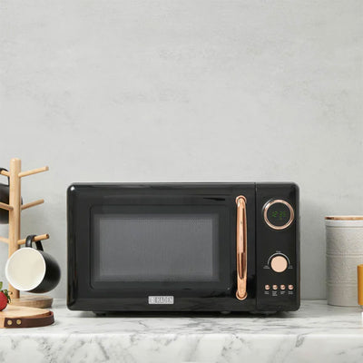 Heritage Vintage 700W Countertop Home Microwave Oven, Black/Copper (Used)