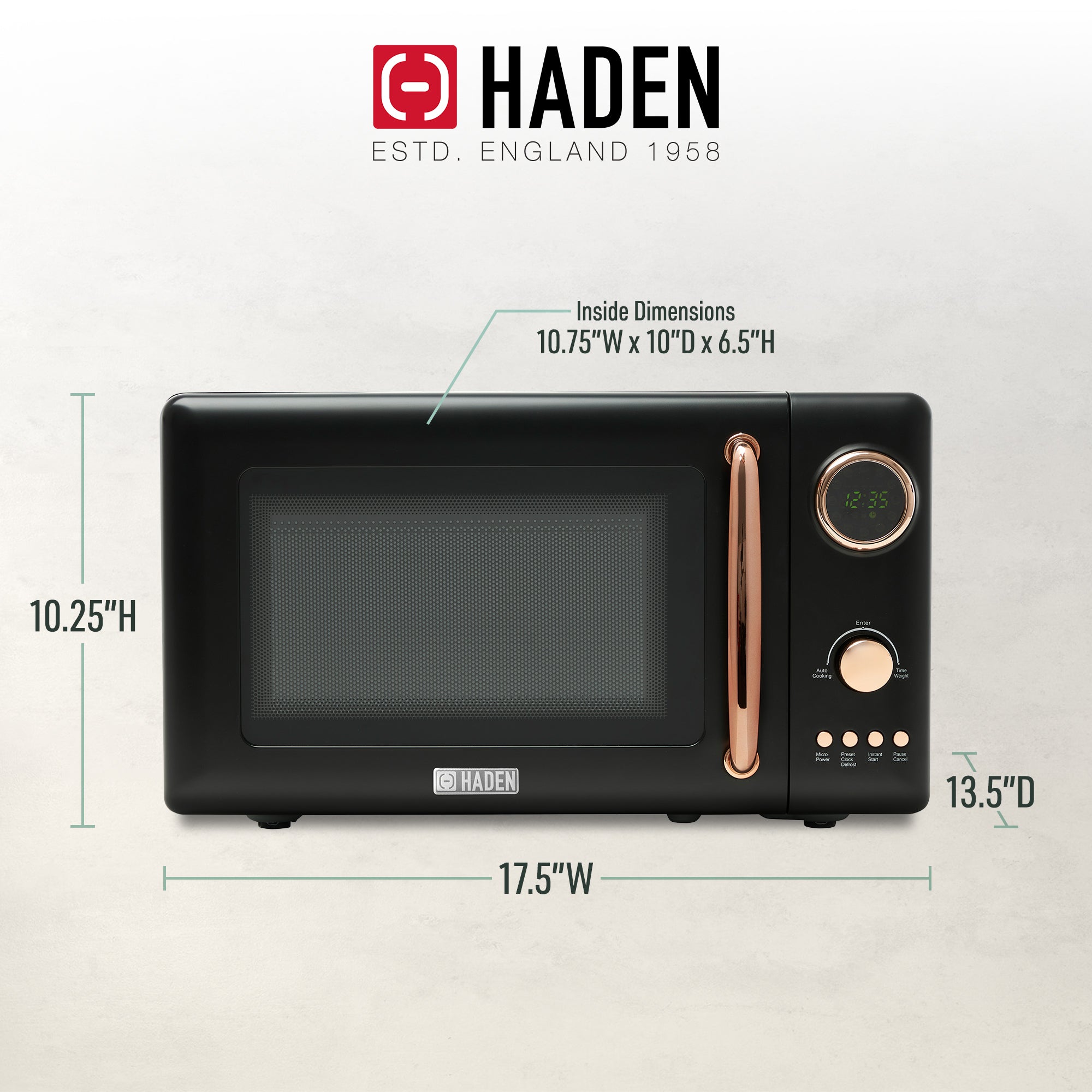Heritage Vintage 700W Countertop Home Microwave Oven, Black/Copper (Open Box) - VMInnovations