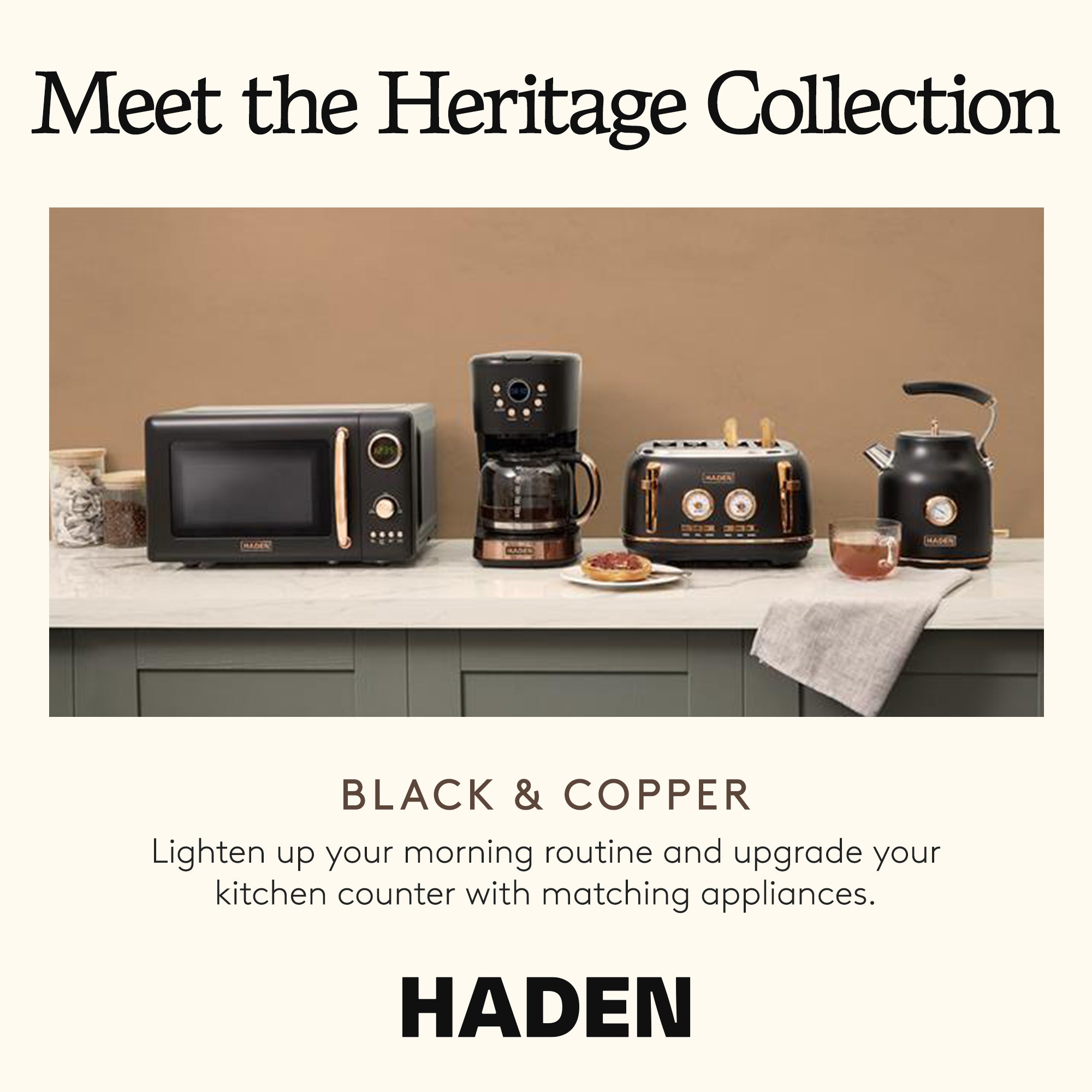 Haden Coffee Machine, 12 Cup Programmable Drip Coffee Maker, Black & Copper - VMInnovations