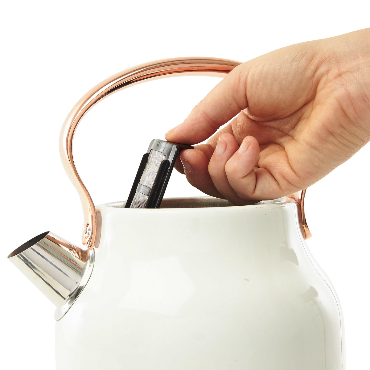 Haden 1.7 Liter Stainless Steel Electric Water Kettle, Ivory & Copper(Open Box)