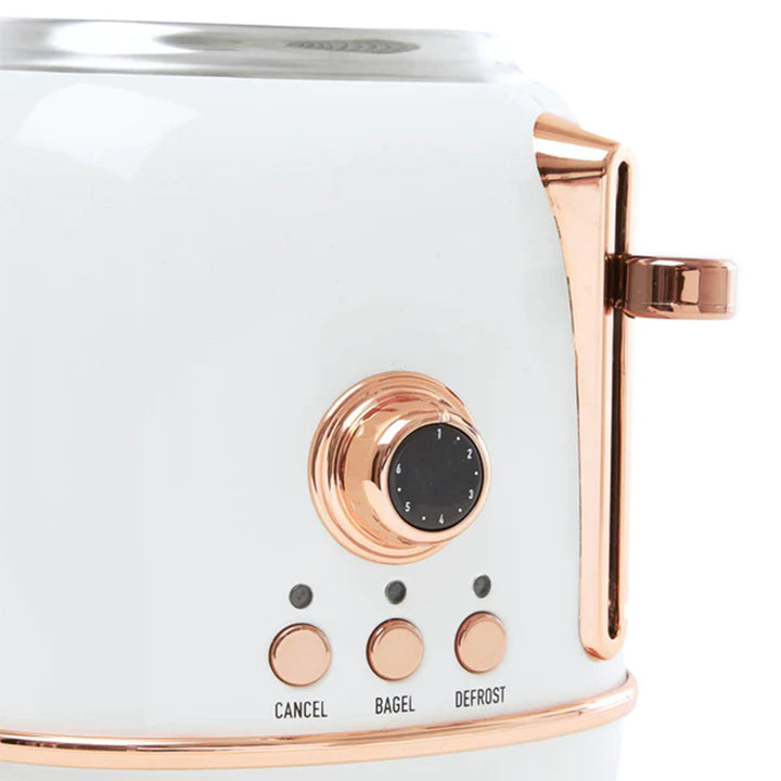 Haden 2 Slice Wide Slot Toaster w/Removable Crumb Tray, Ivory/Copper (Used) - VMInnovations