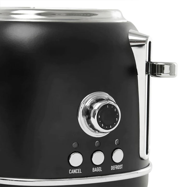 Haden Heritage 2 Slice Wide Slot Stainless Steel Toaster, Black & Chrome - VMInnovations
