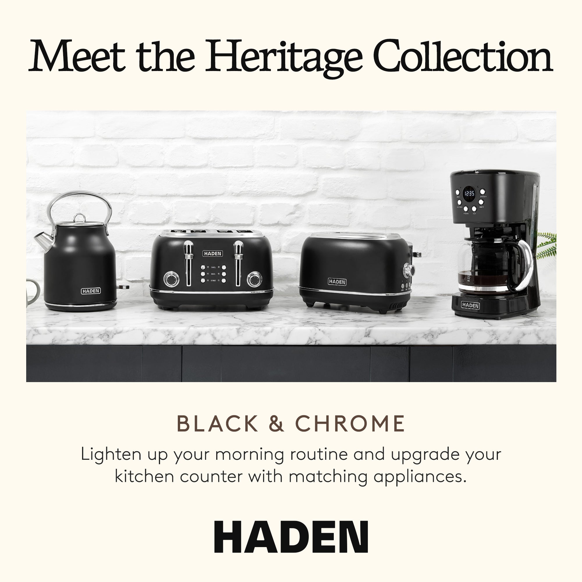 Haden 4 Slice Wide Slot Toaster with Removable Crumb Tray,Black/Chrome(Open Box)