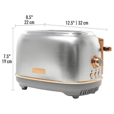 Haden 2 Slice Wide Slot Toaster w/Removable Crumb Tray, Steel/Copper(Open Box)