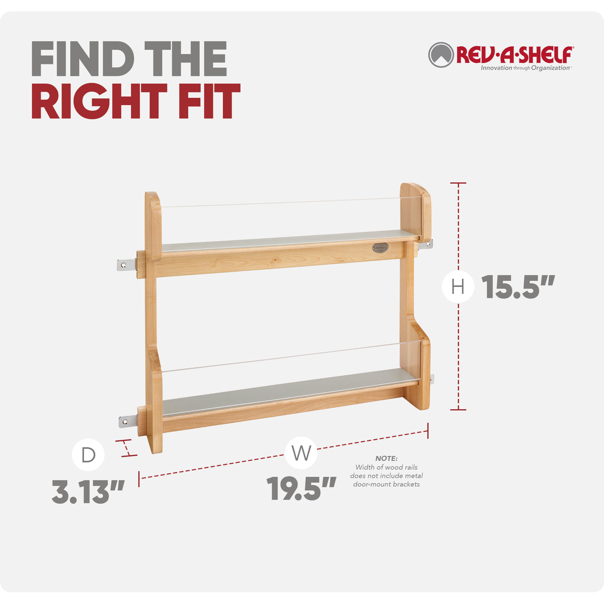 Rev-A-Shelf 4VR-24-1 2 Tier 24 In Door Mount Vanity Storage Rack, Natural Maple