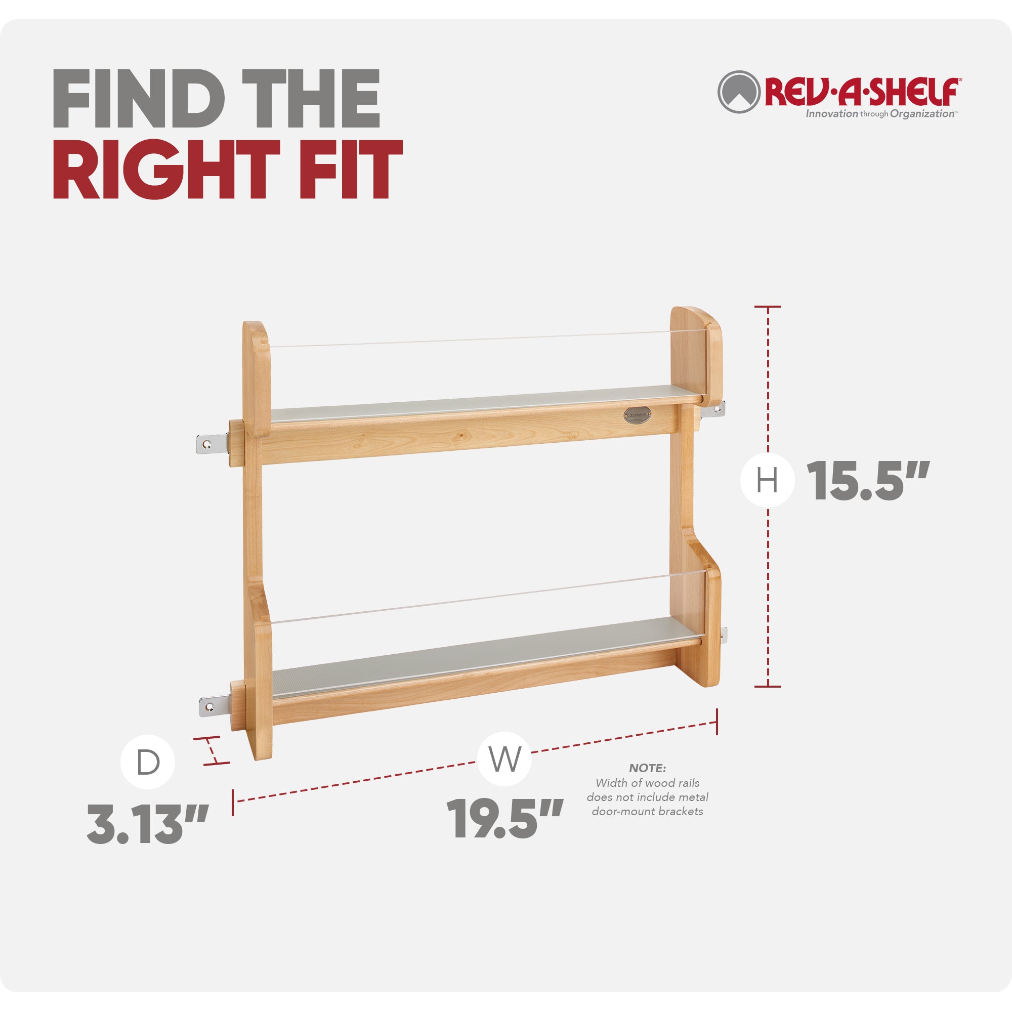 Rev-A-Shelf 4VR-24-1 2 Tier 24 In Door Mount Vanity Storage Rack, Natural Maple